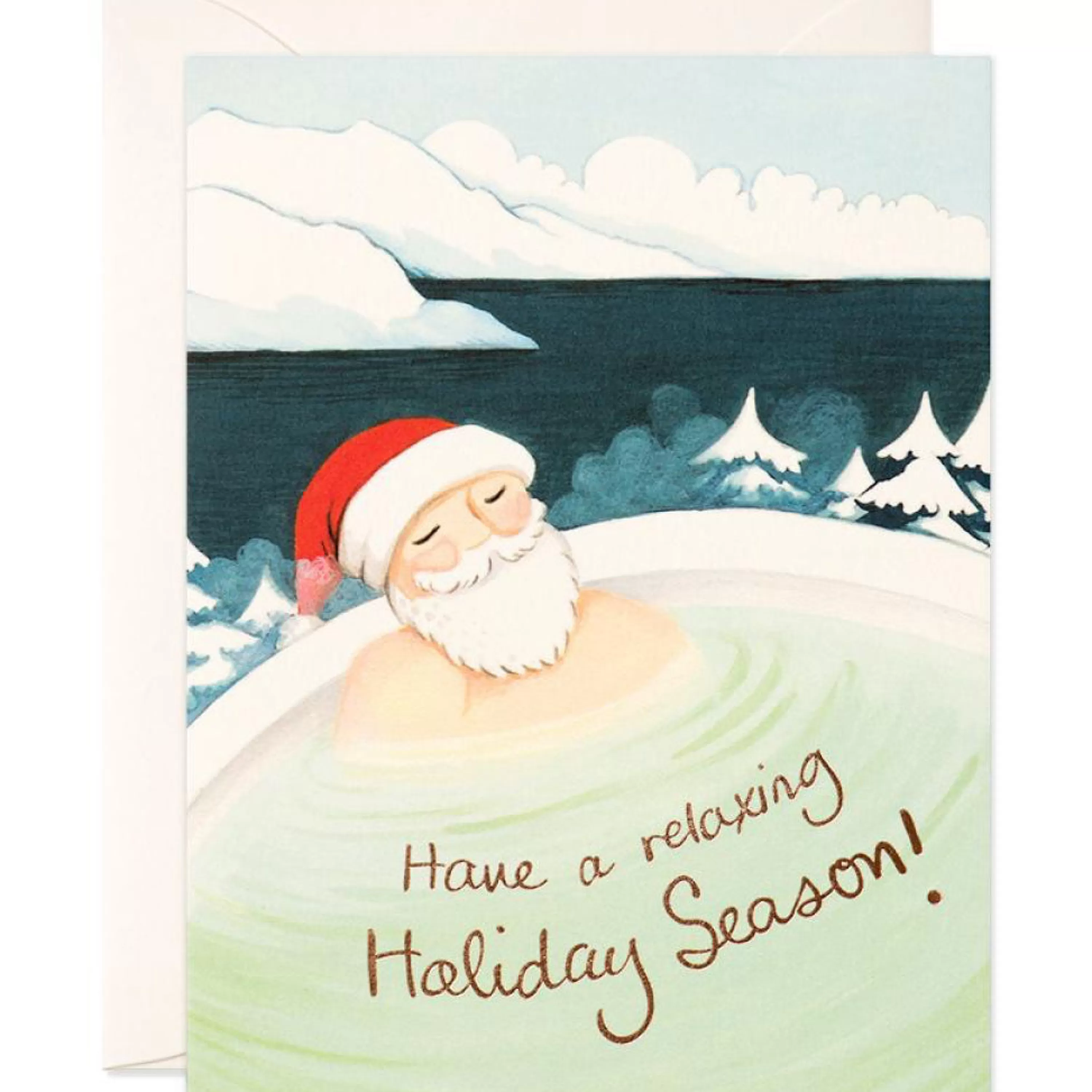 JooJoo Paper Hot Spring Santa Card