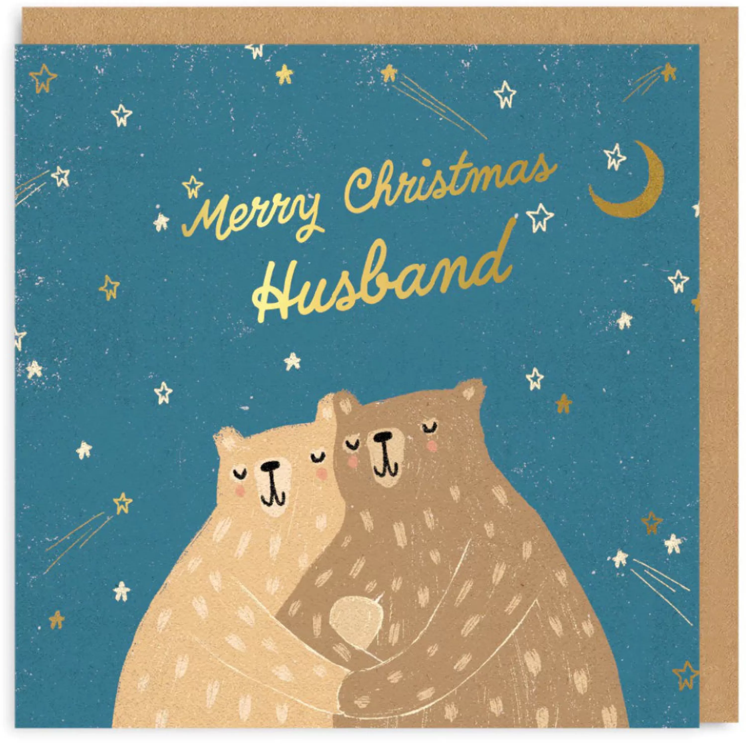 Ohh Deer Hugging Bears Husband Christmas Card