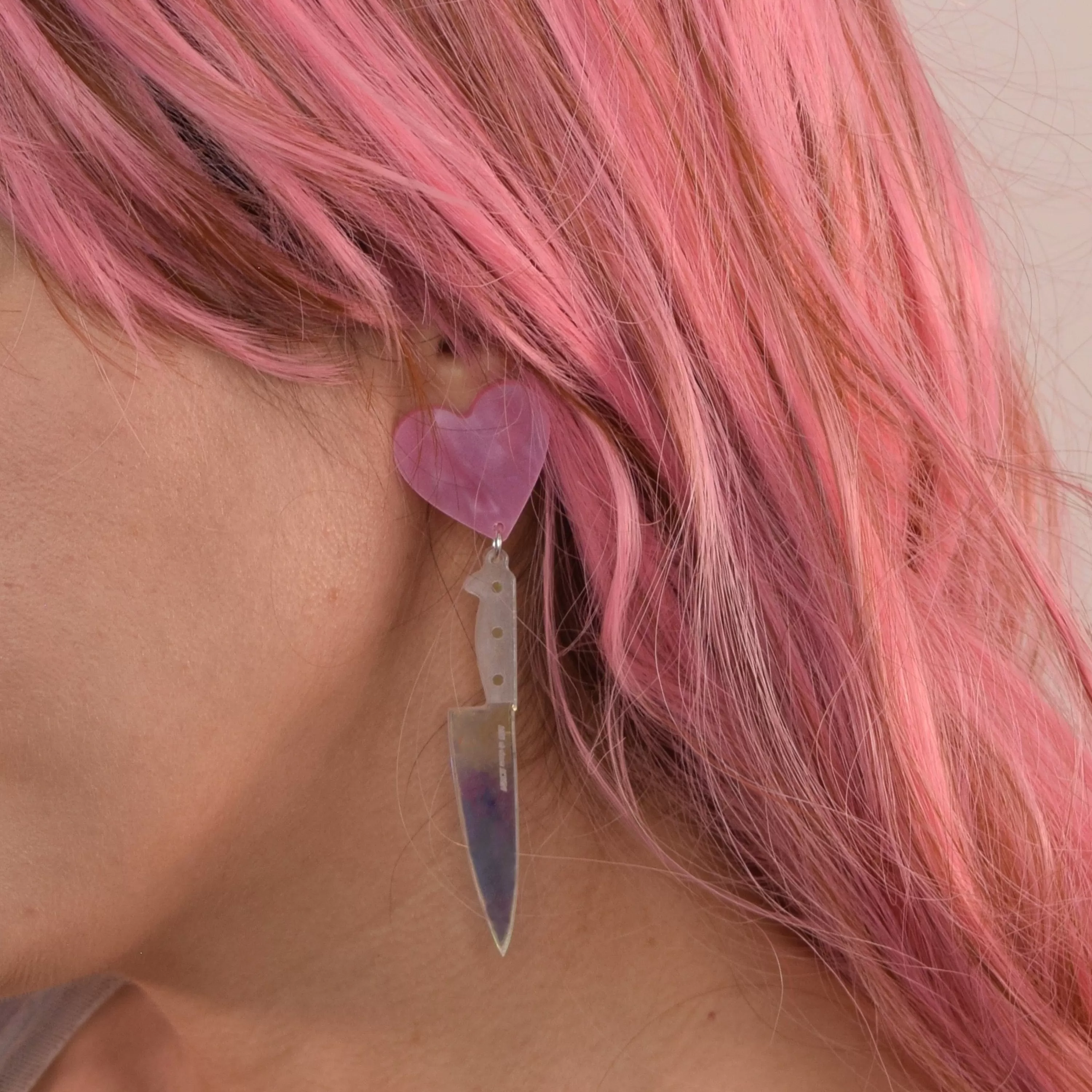 Outlet Vinca I Heart Knives Earrings Pink