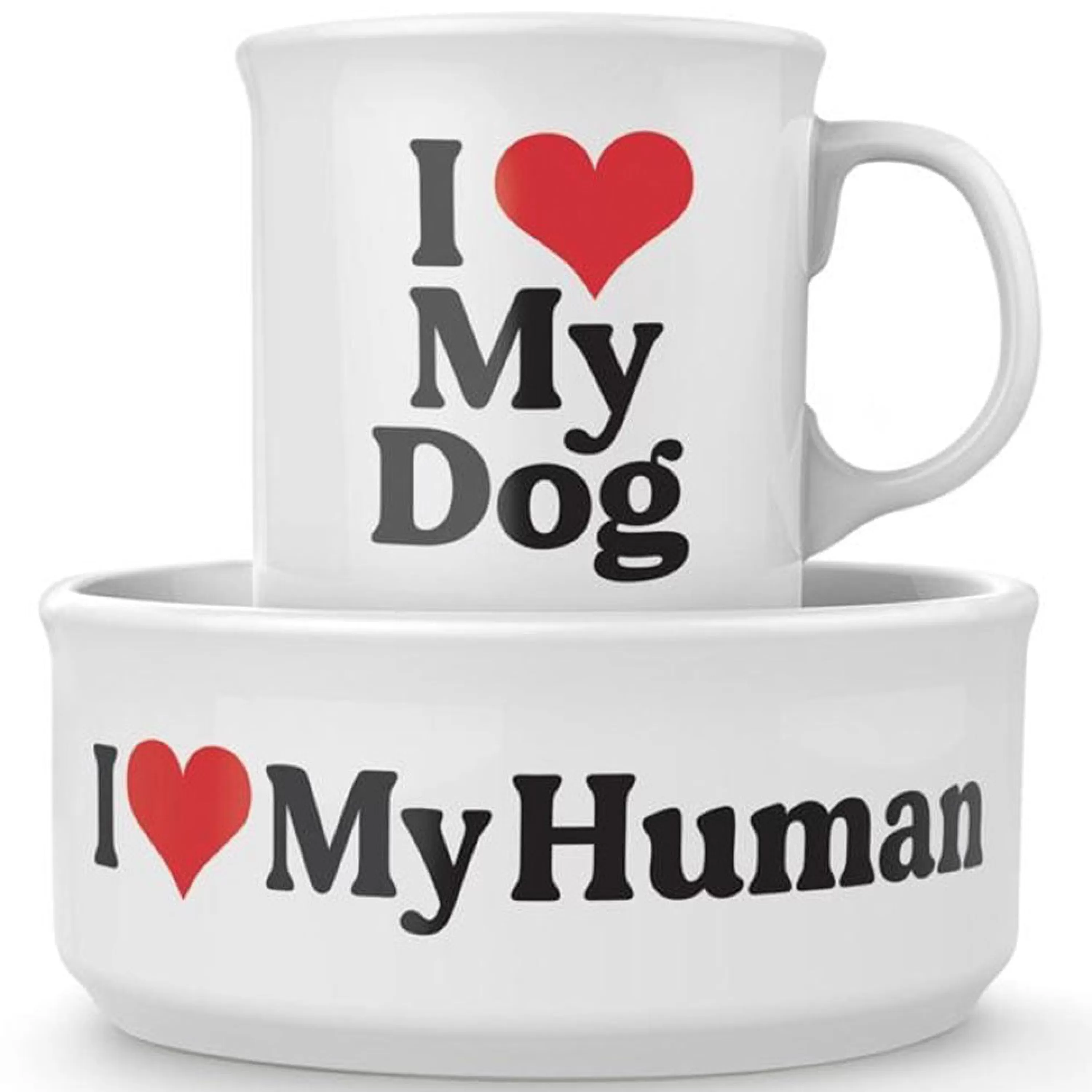 Store Fred & Friends I Love My Dog Ceramic Mug & Dog Bowl Set