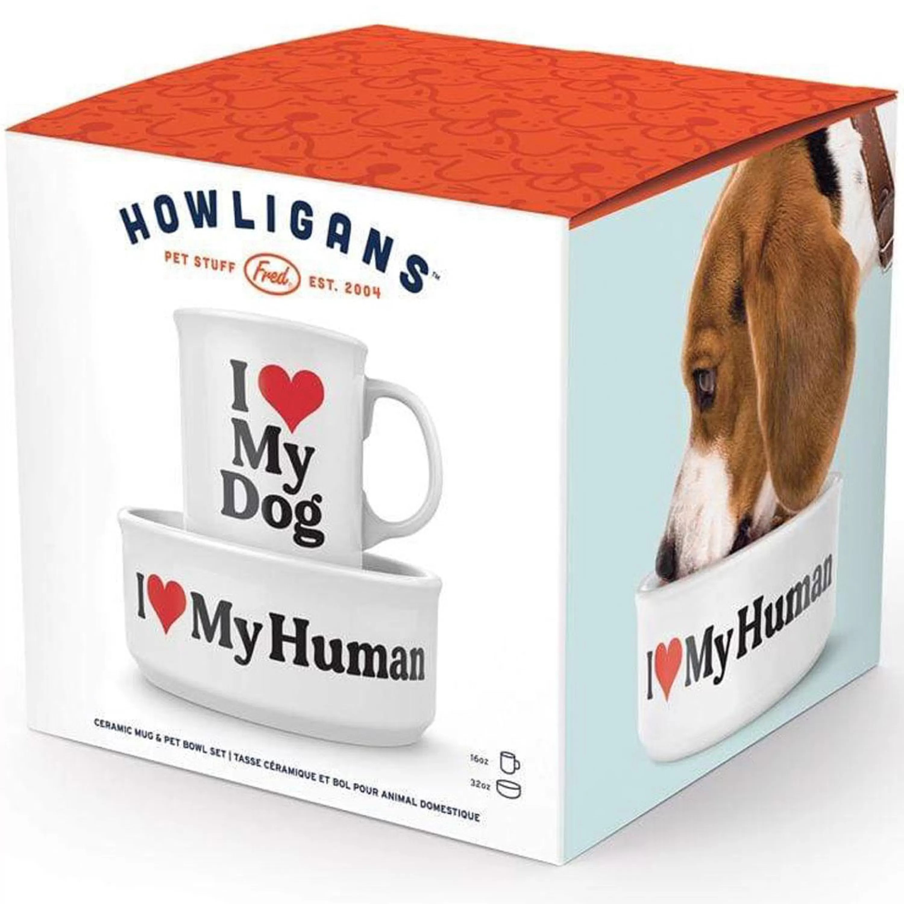 Store Fred & Friends I Love My Dog Ceramic Mug & Dog Bowl Set