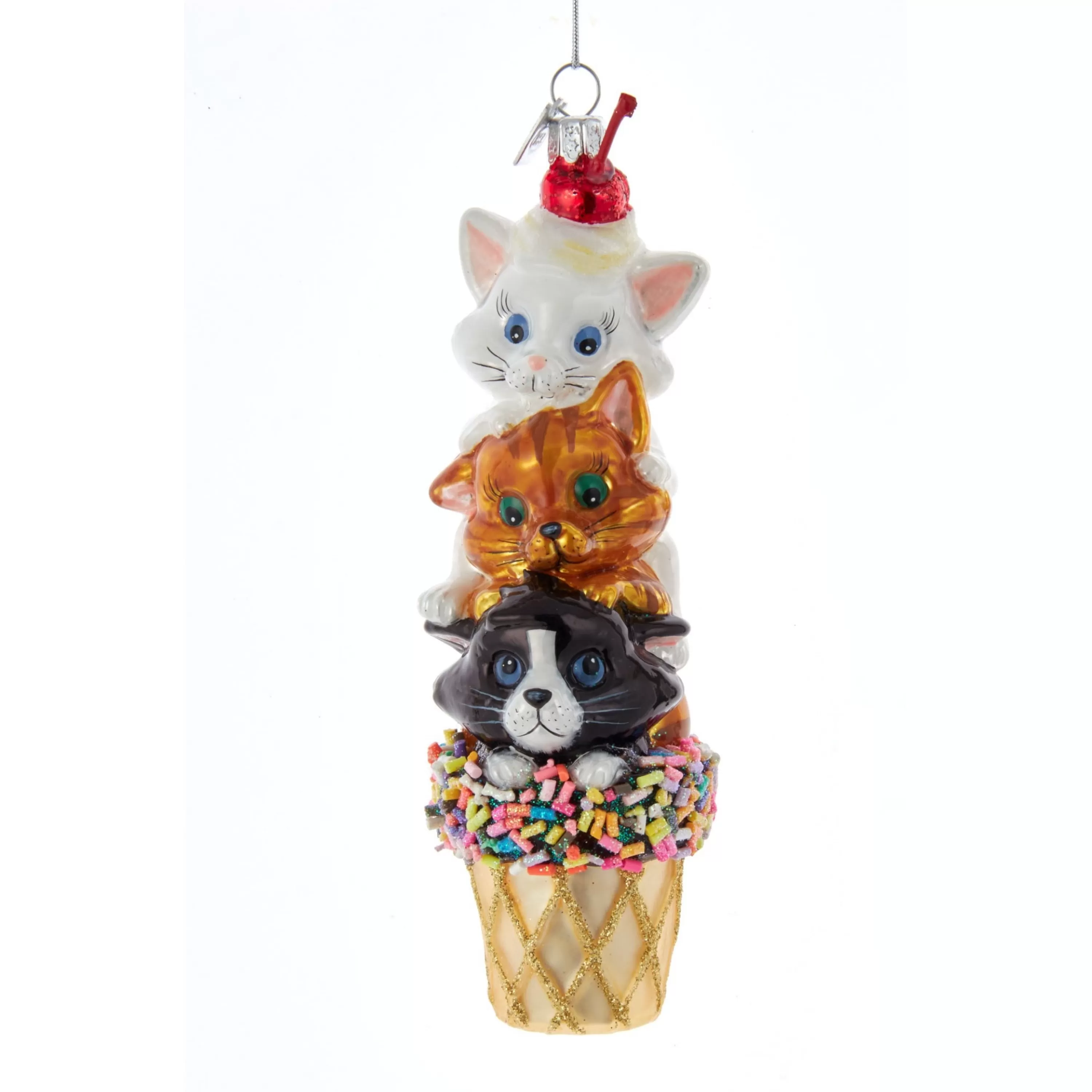 Kurt Adler Ice Cream Cone Cat Ornament