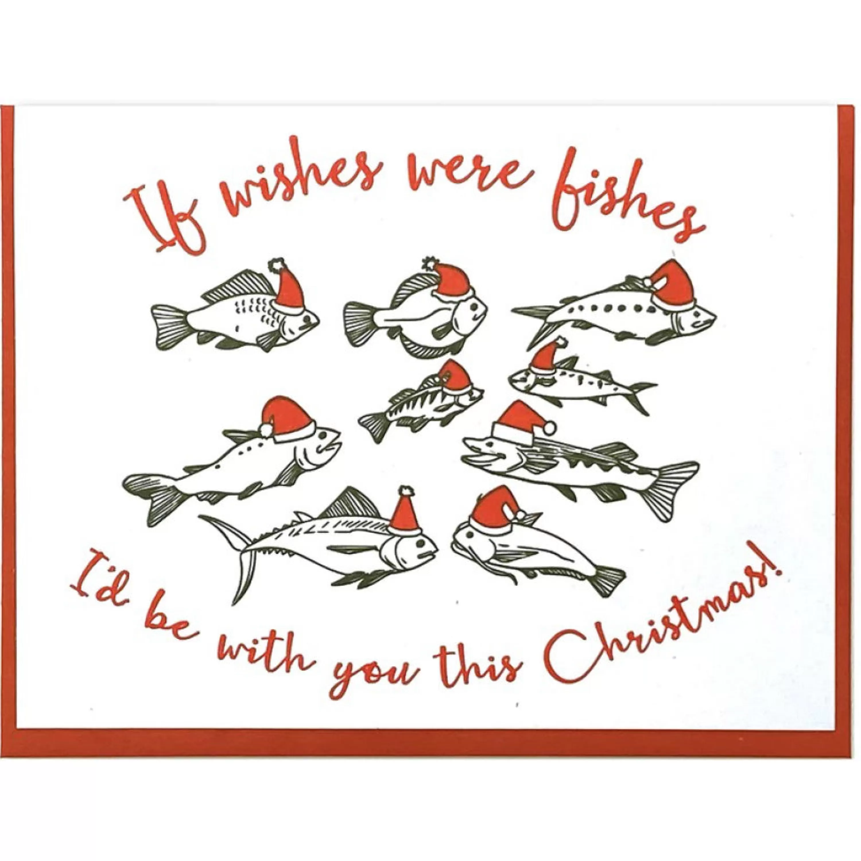 Lady Pilot Letterpress If Wishes Were Fishes Christmas Card