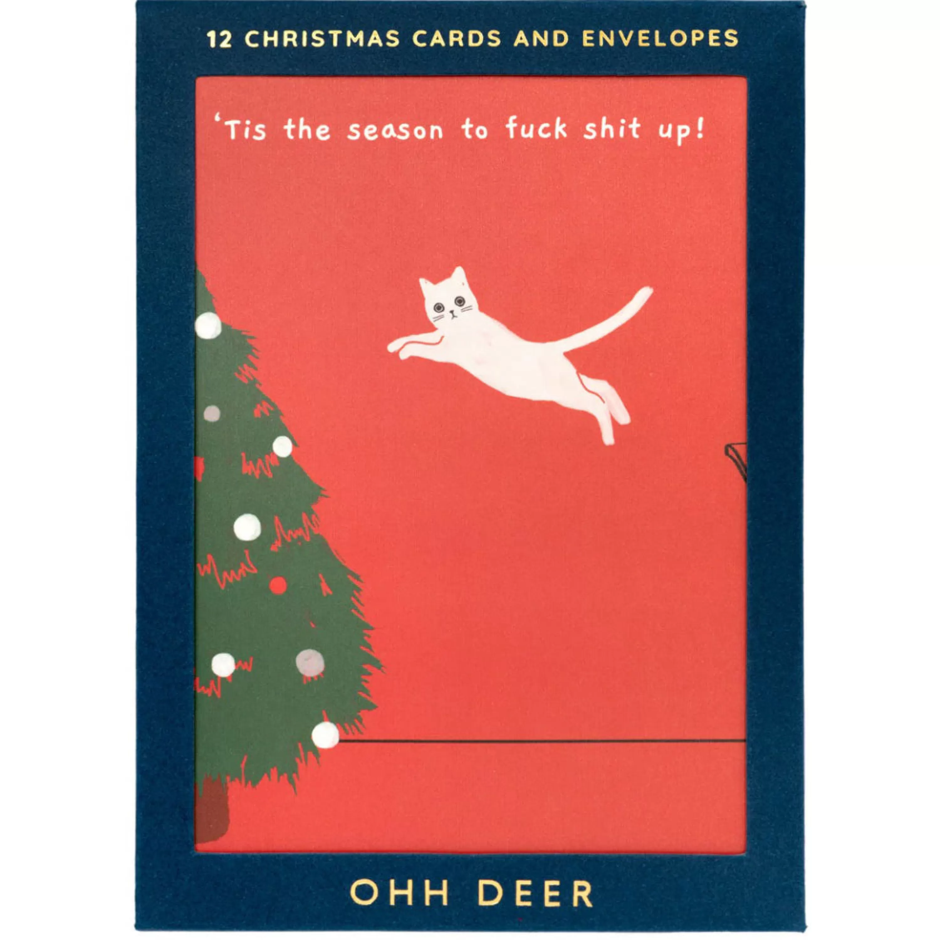 Ohh Deer Ken The Cat Christmas Card Set