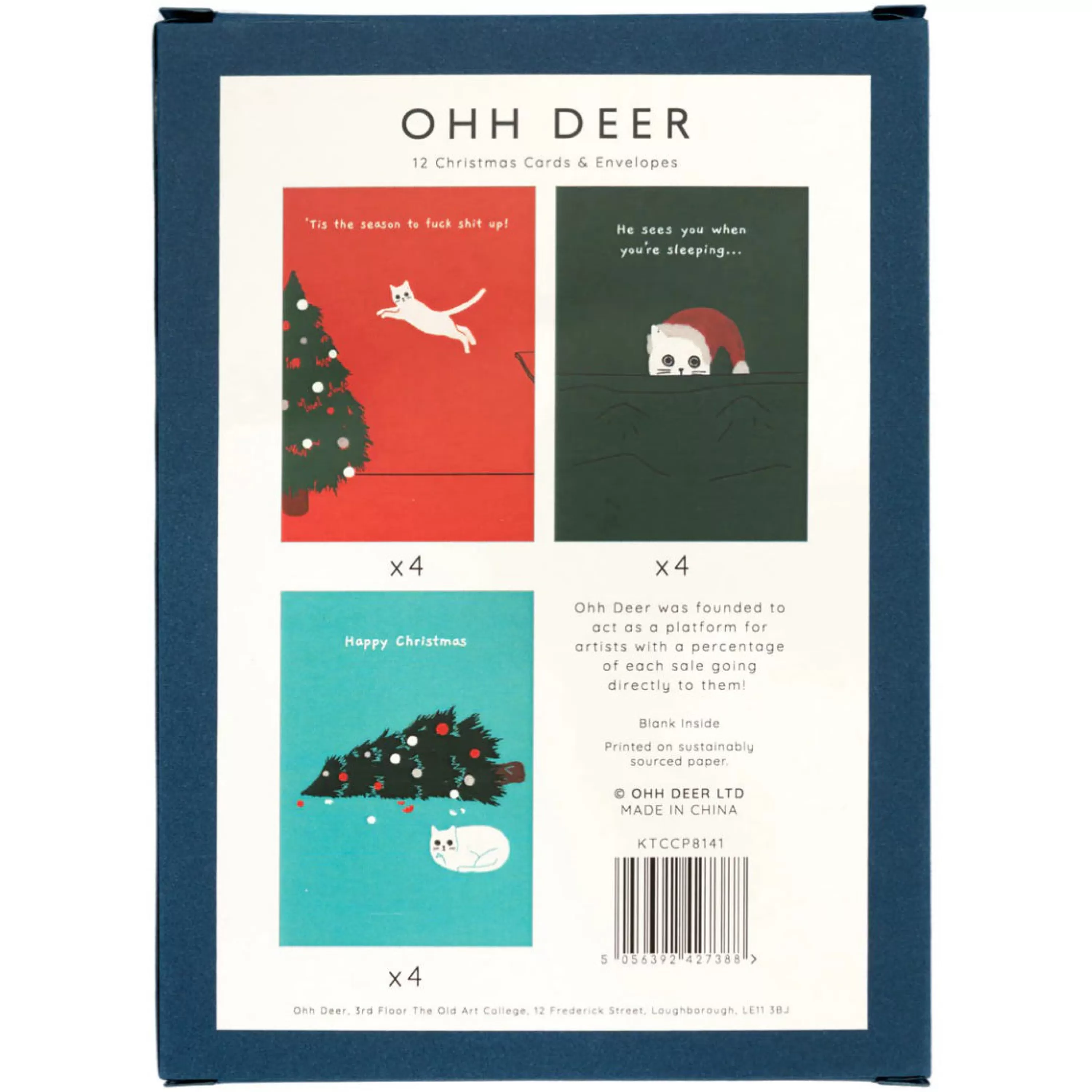 Ohh Deer Ken The Cat Christmas Card Set