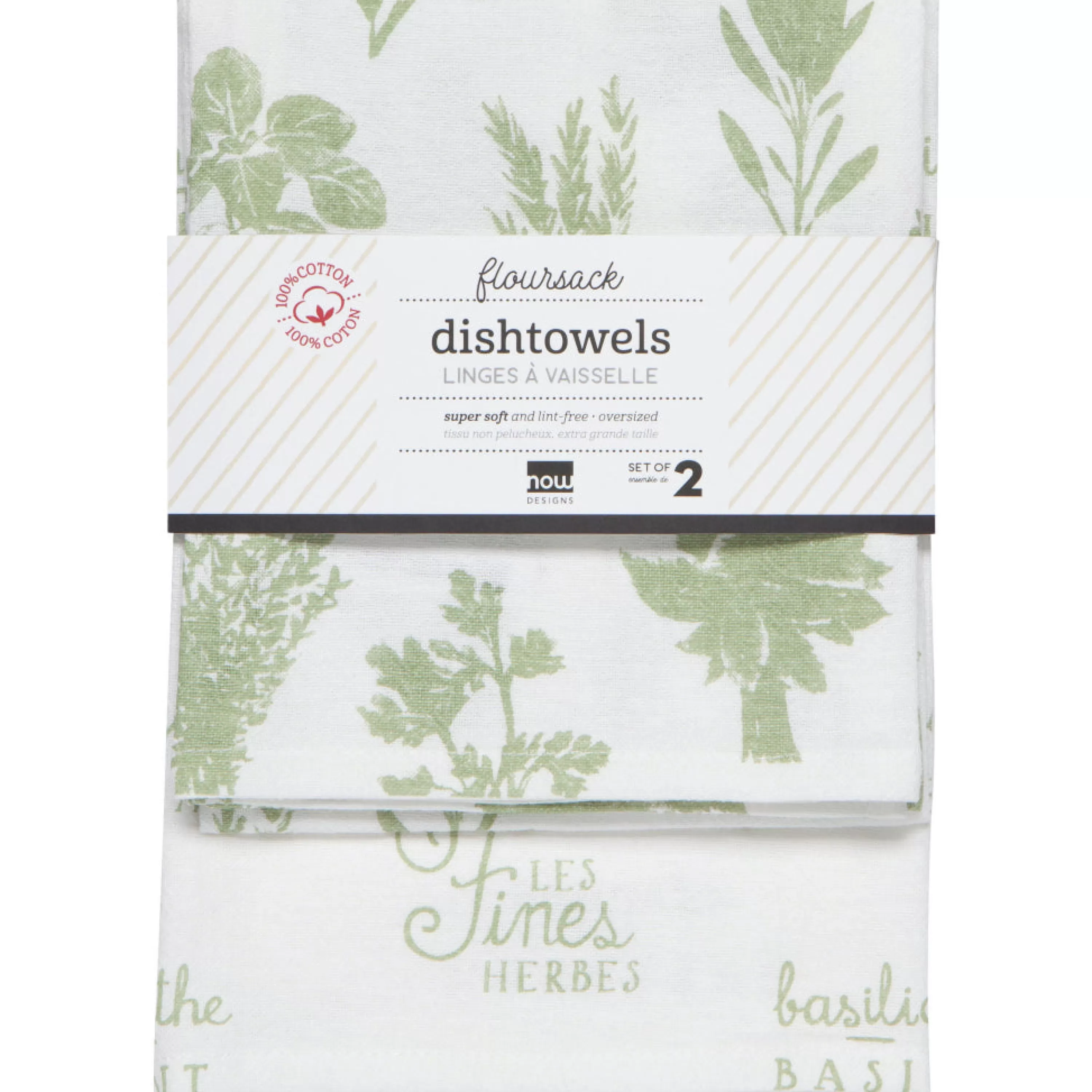 Fashion Danica Les Fines Herbes Sage Green Floursack Tea Towels Set Of 2