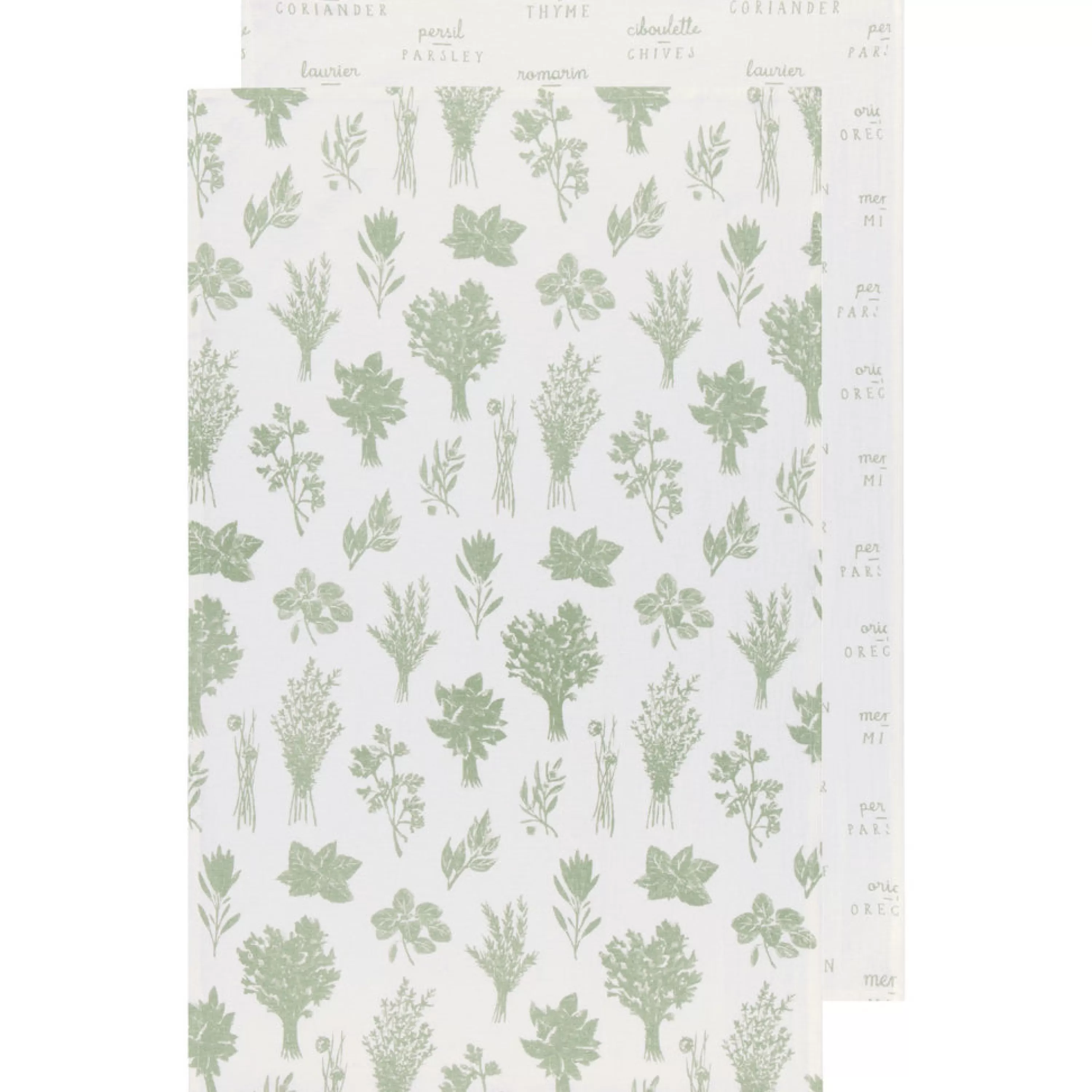Fashion Danica Les Fines Herbes Sage Green Floursack Tea Towels Set Of 2