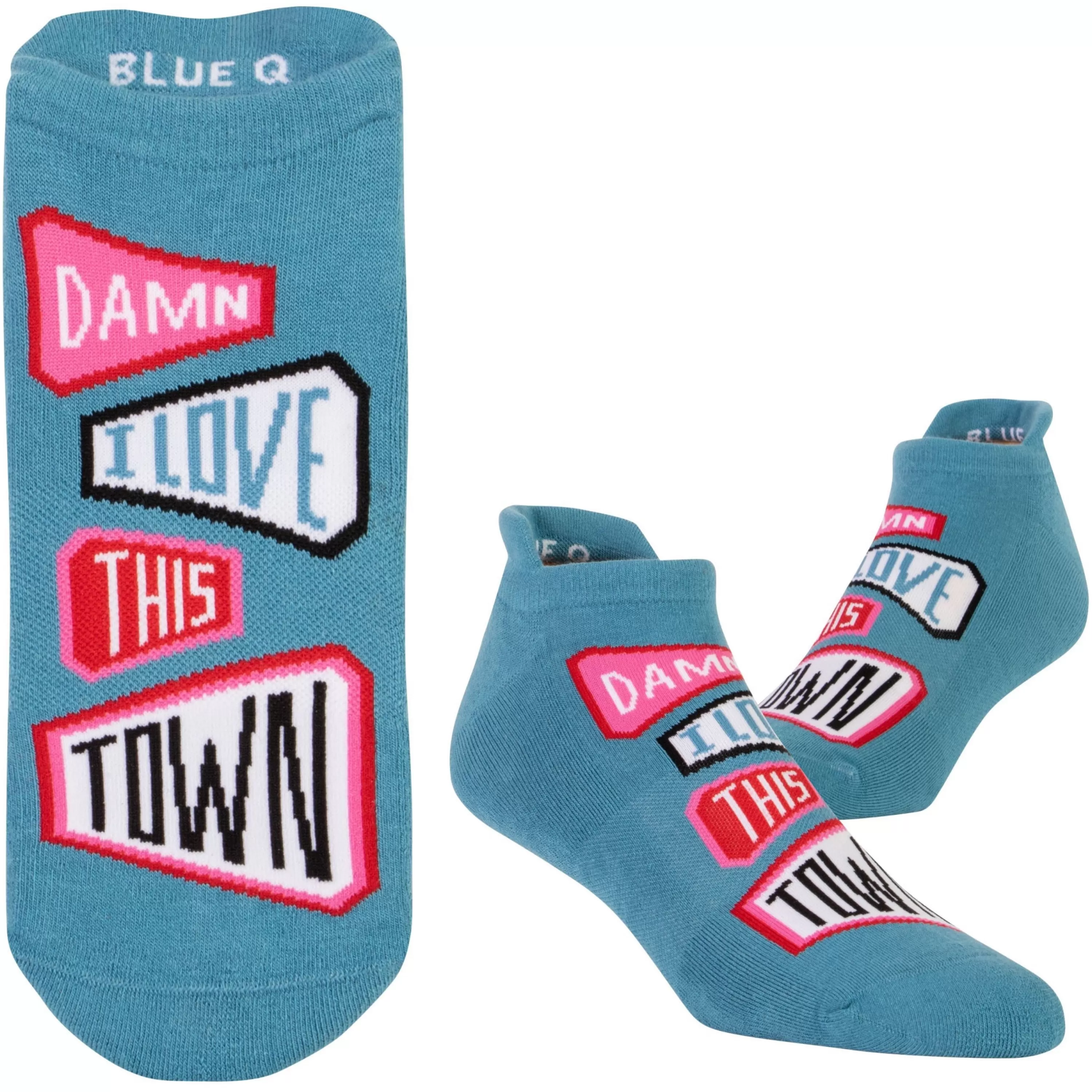 Clearance Blue Q Love This Town Sneaker Socks