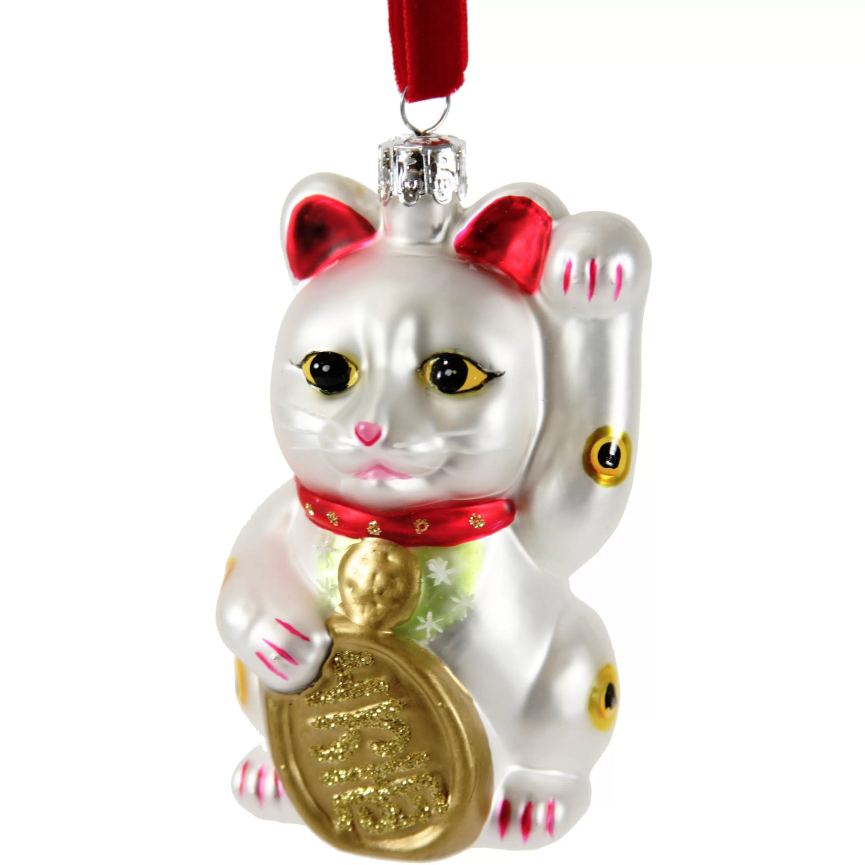 Cody Foster Lucky Cat Ornament White