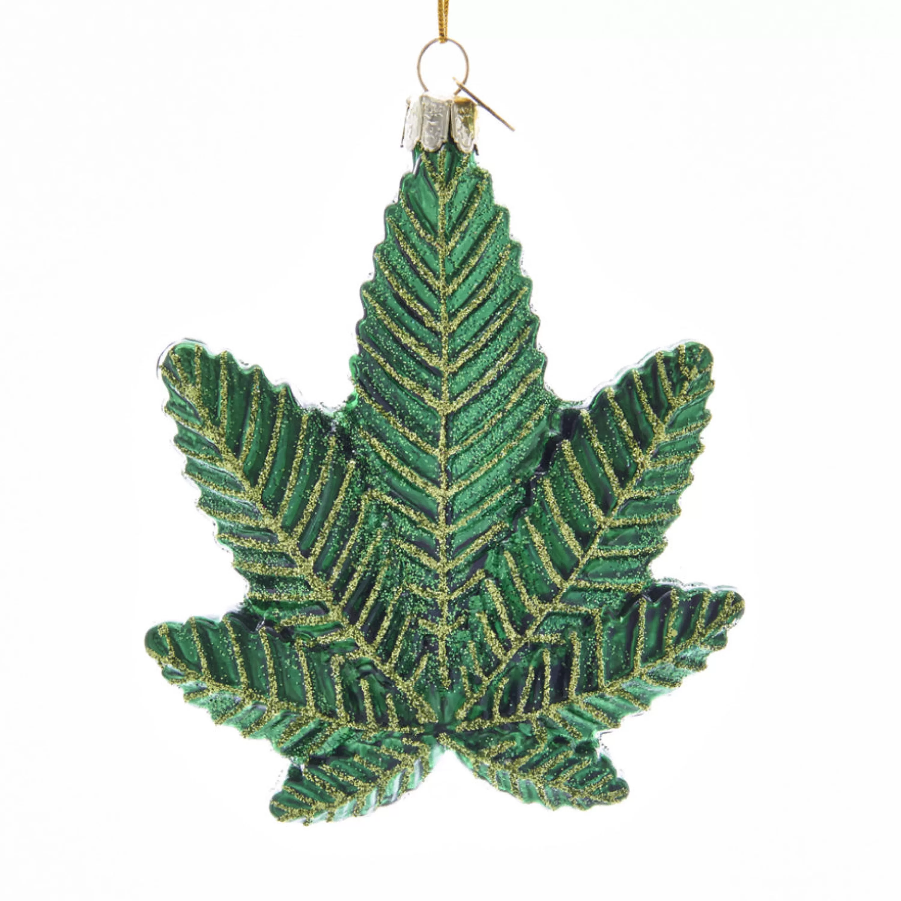 Kurt Adler Marijuana Leaf Glass Ornament