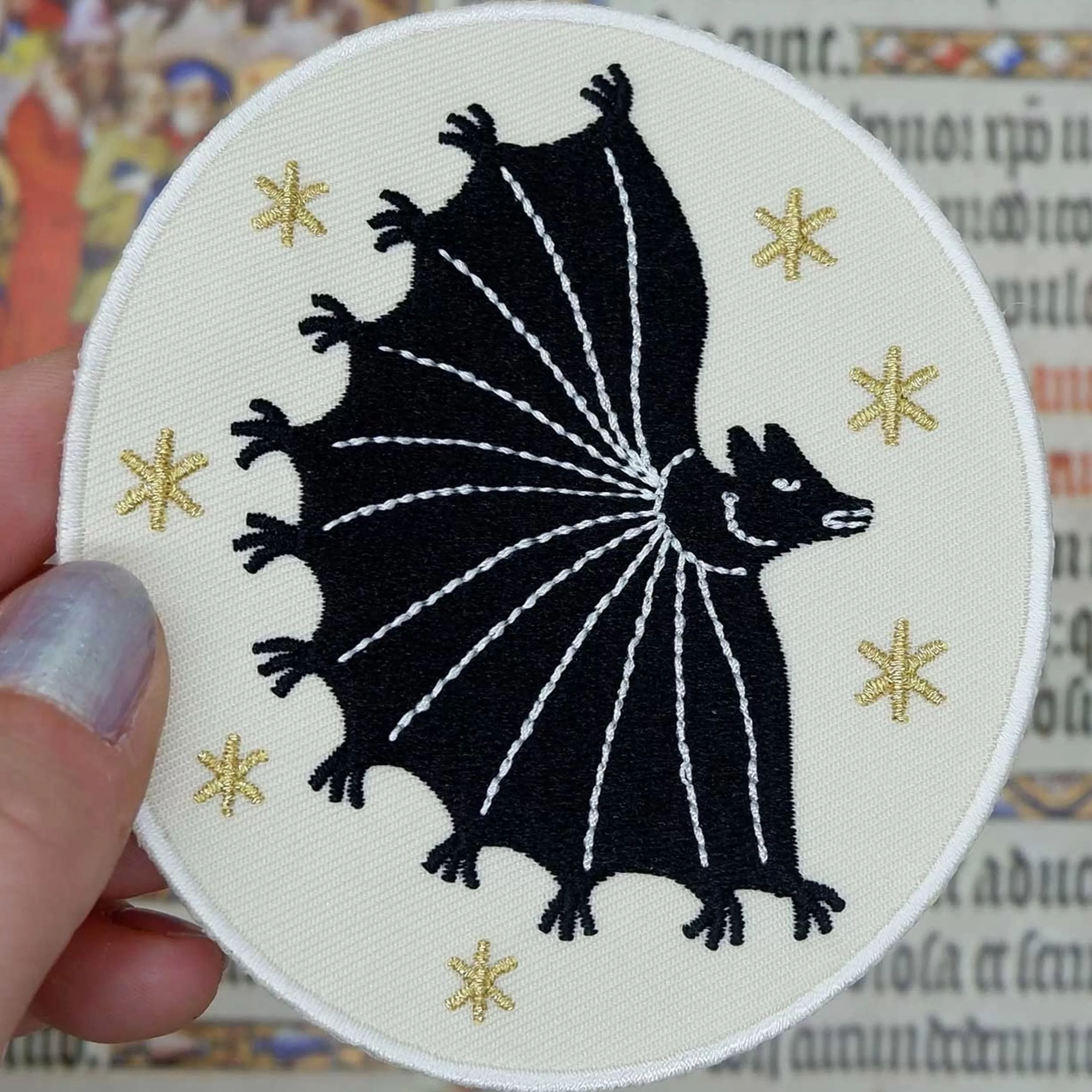 Clearance Cat Coven Medieval Bat Embroidered Patch