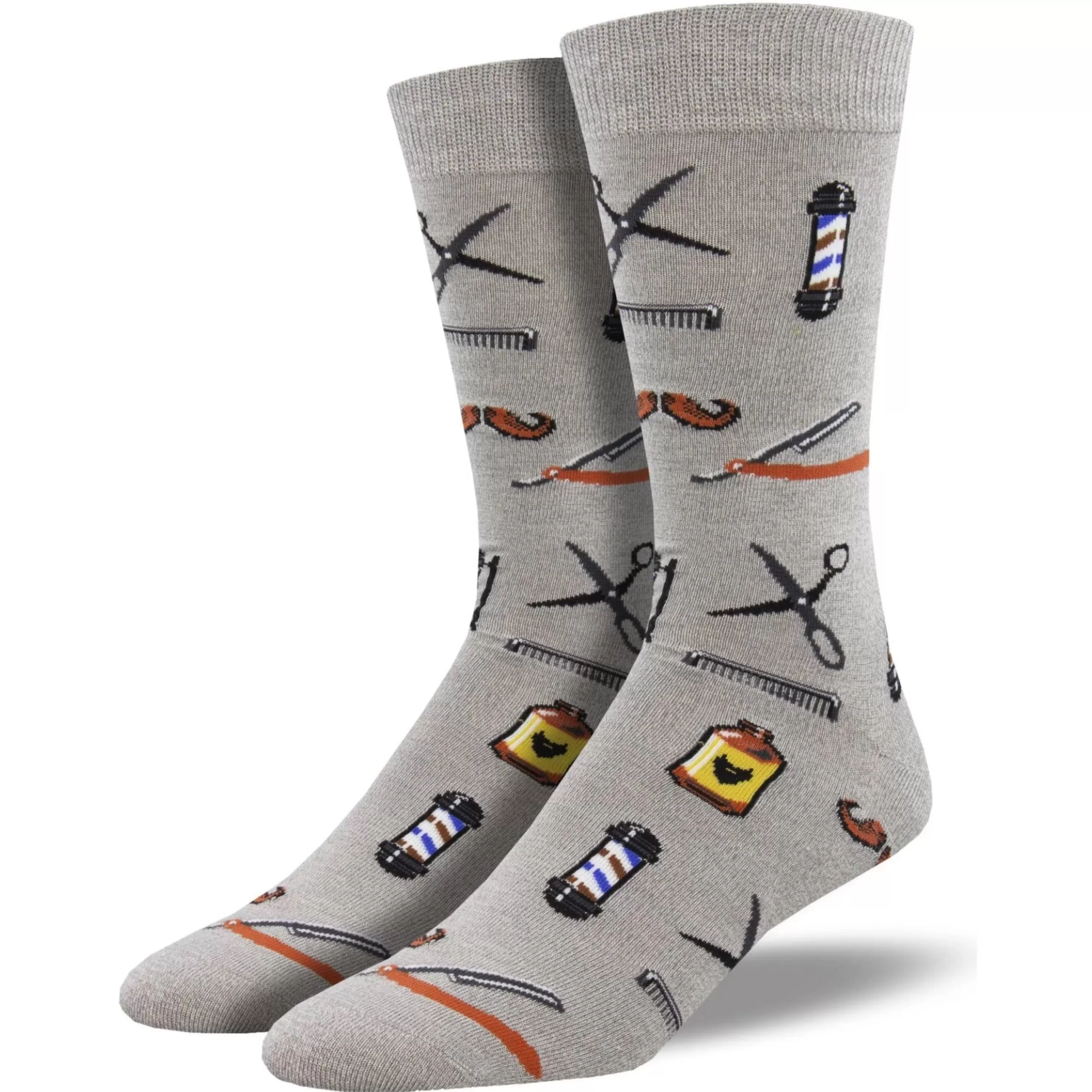 Discount SockSmith Men's Barber Shop Bamboo Socks Grey Heather