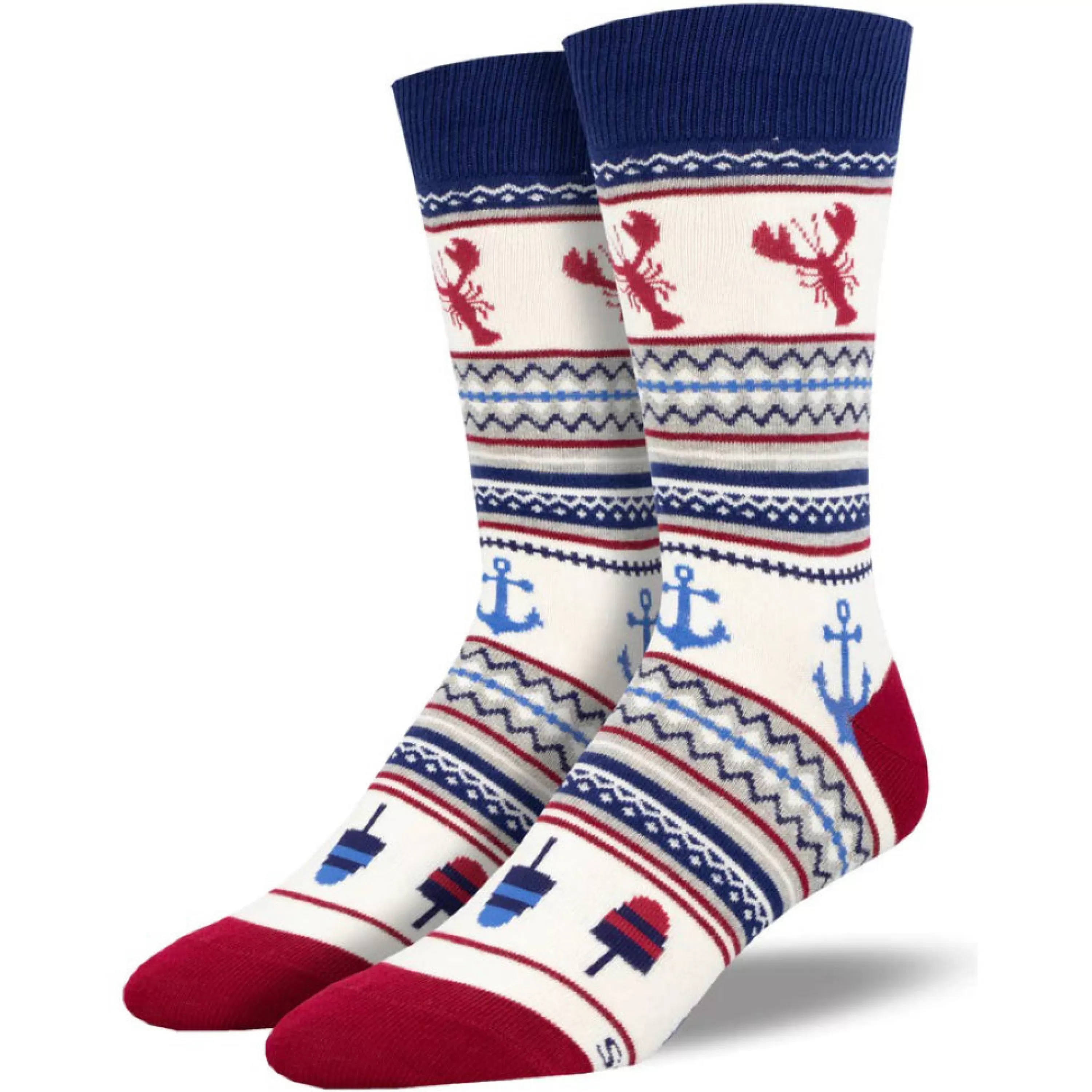 Outlet SockSmith Men's Lobster Fair Isle Socks White