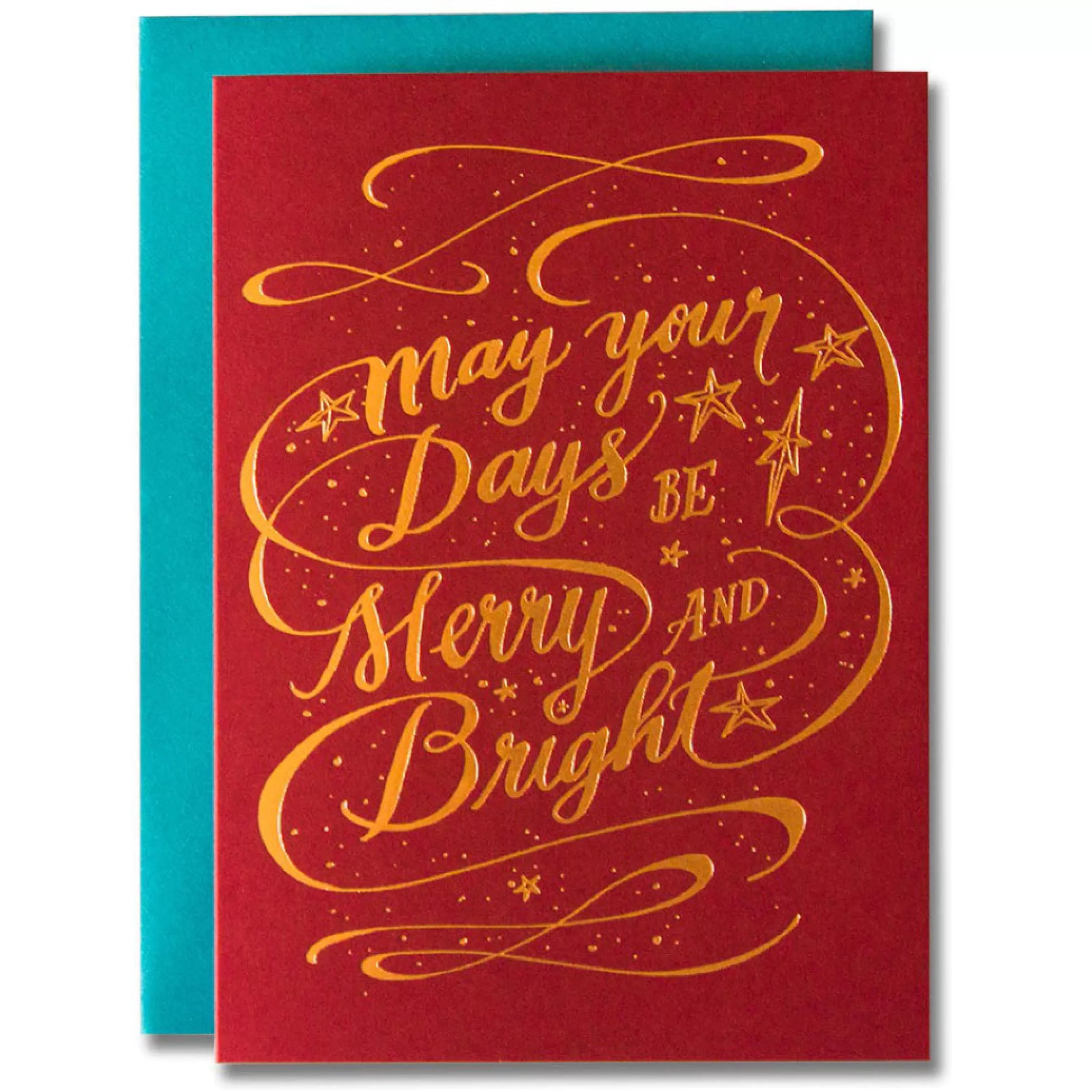 Ladyfingers Letterpress Merry And Bright Holiday Card