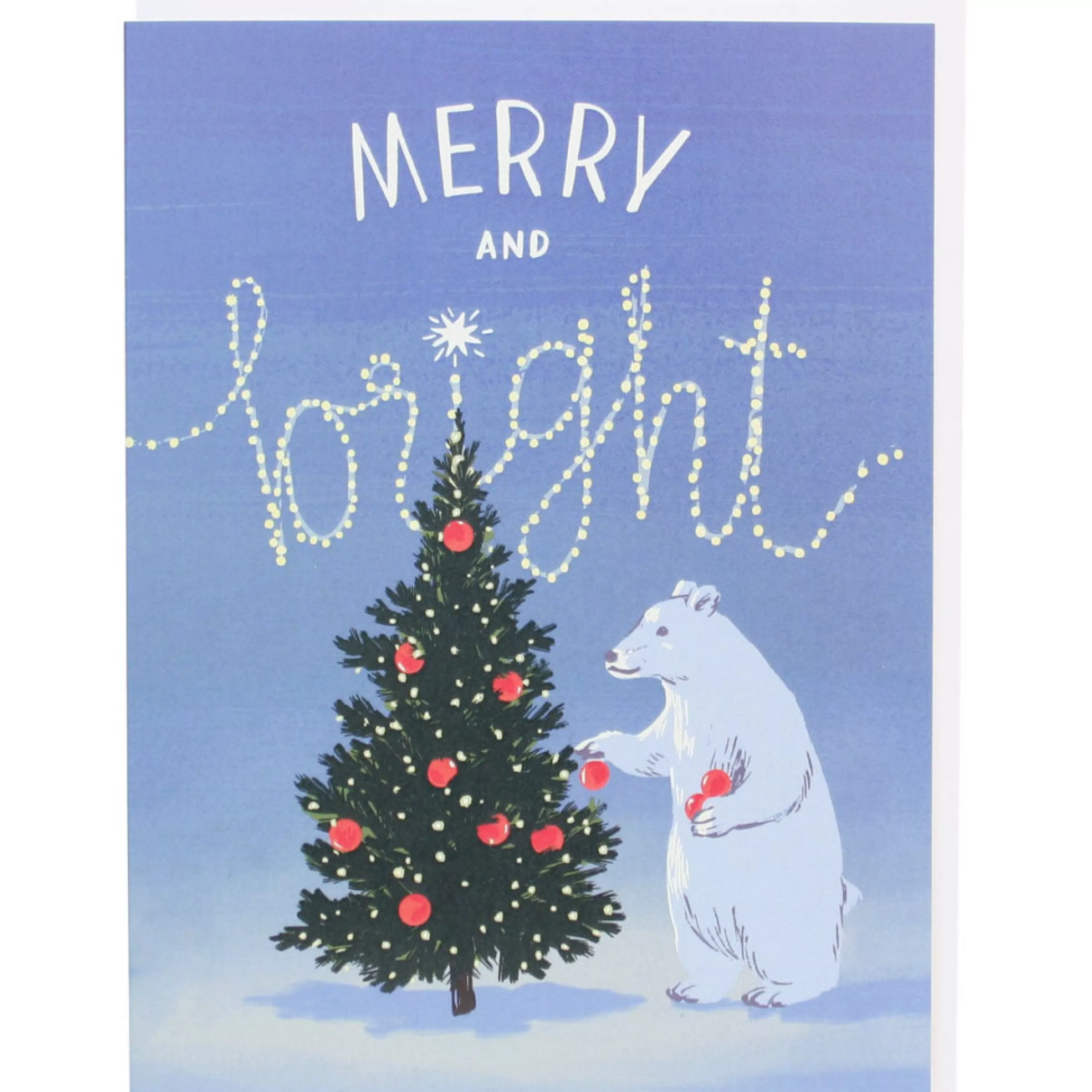 Smudge Ink Merry And Bright Polar Bear Christmas Card