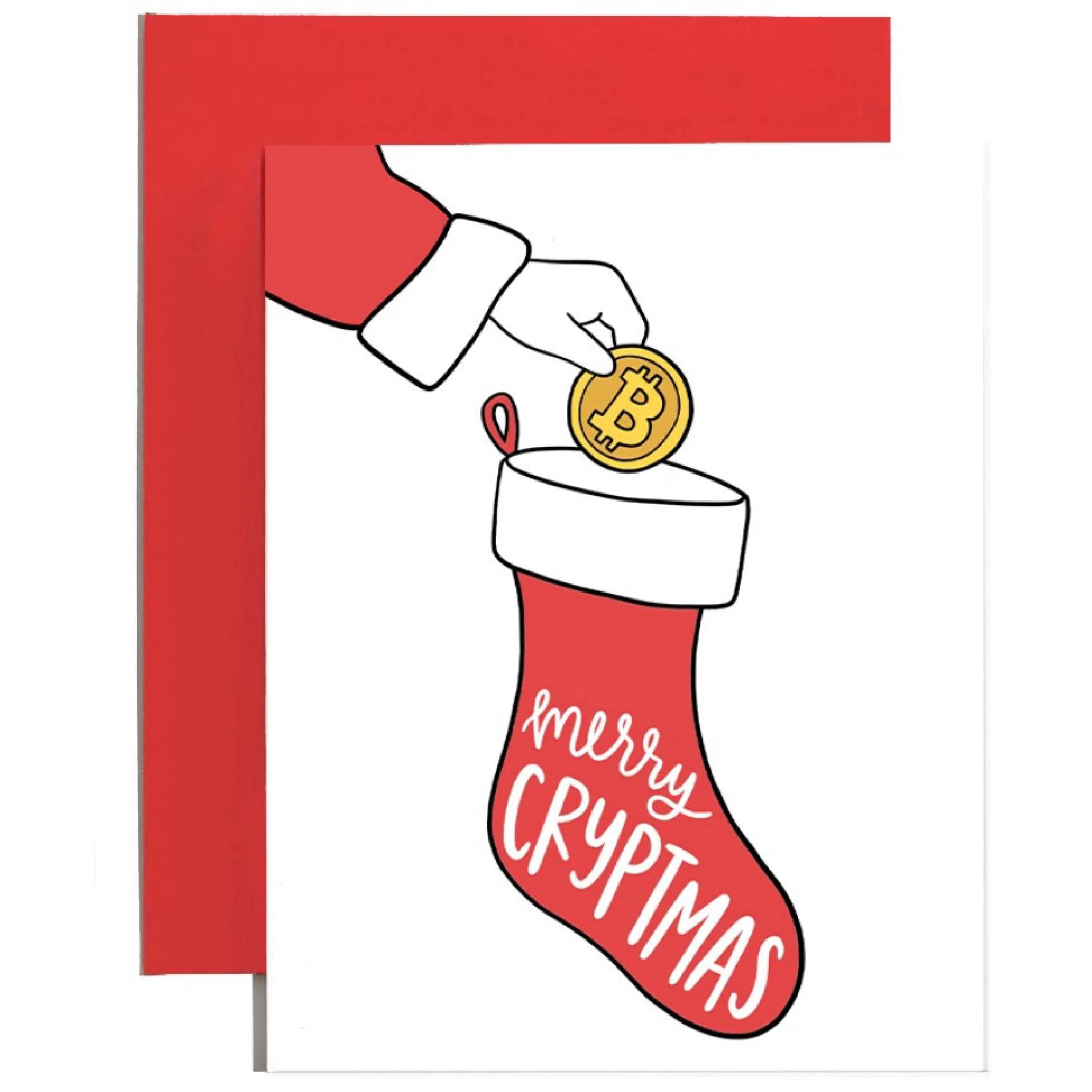 Brittany Paige Merry Cryptmas Bitcoin Stocking Card