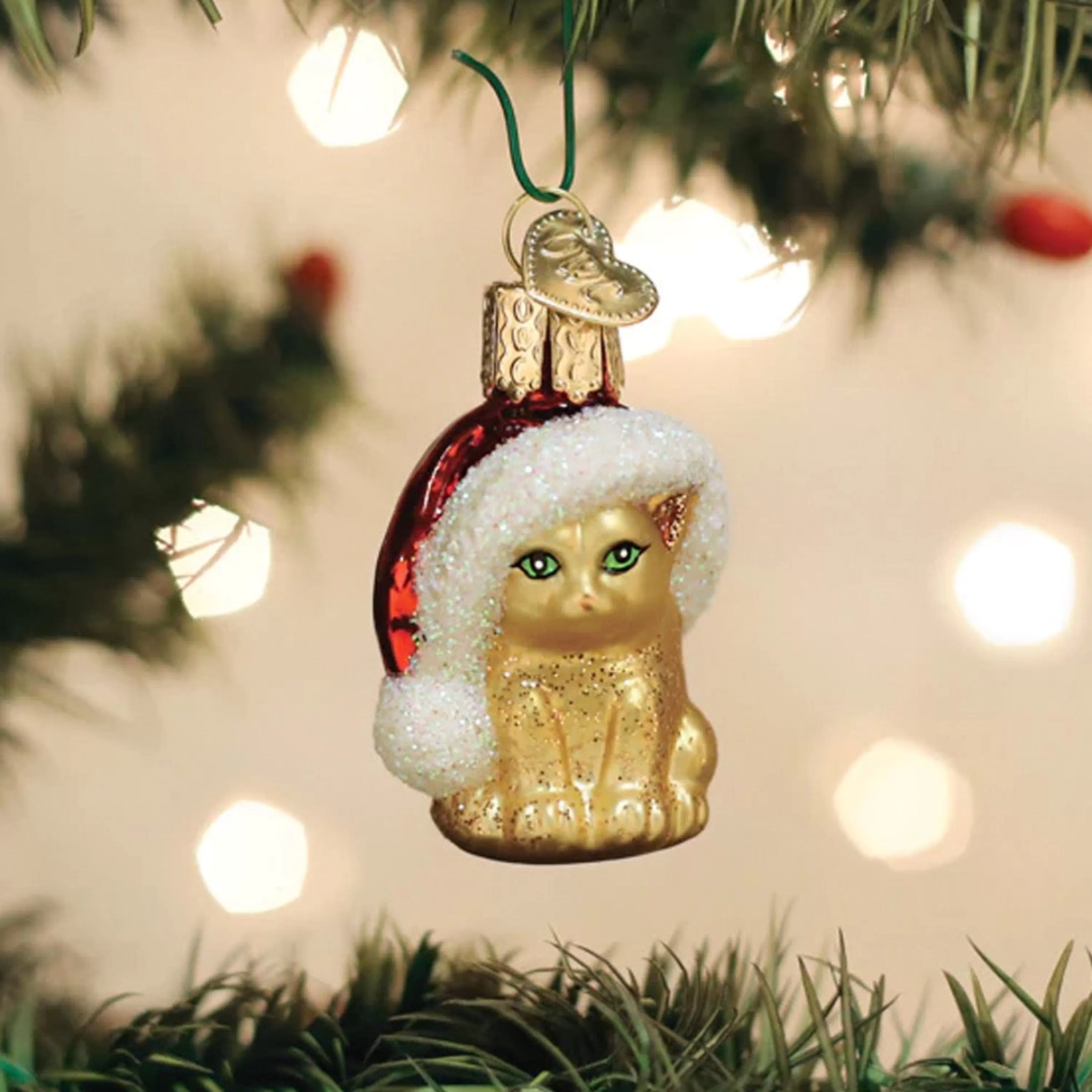 Old World Christmas Mini Santa's Kitten Ornament