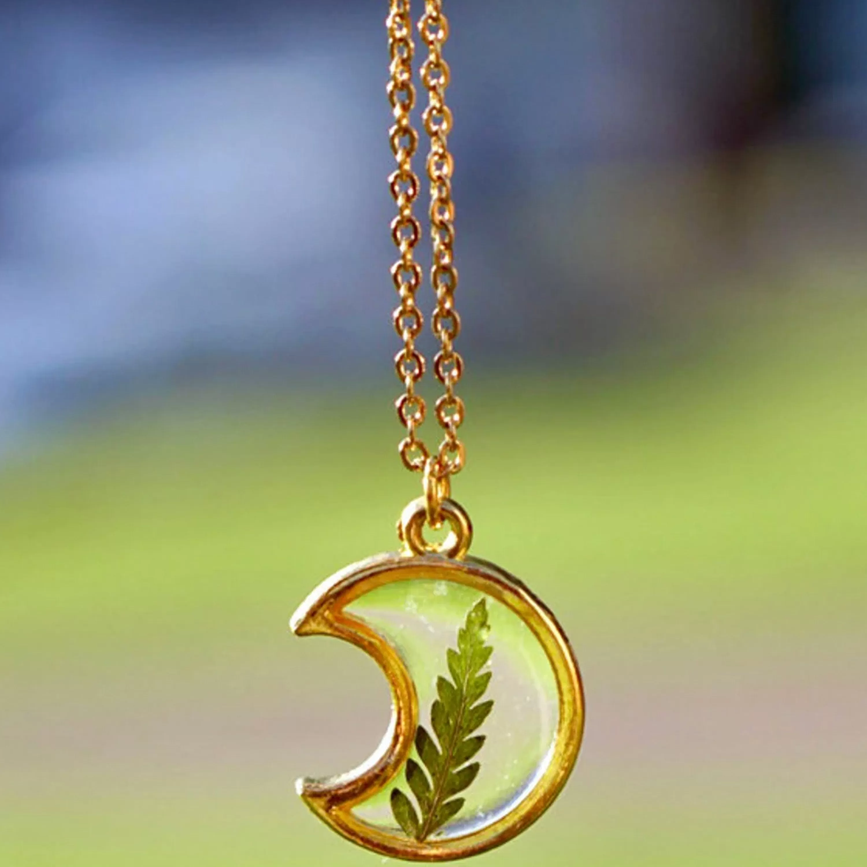 Fashion The Pretty Pickle Moon Fern Necklace Gold Plated