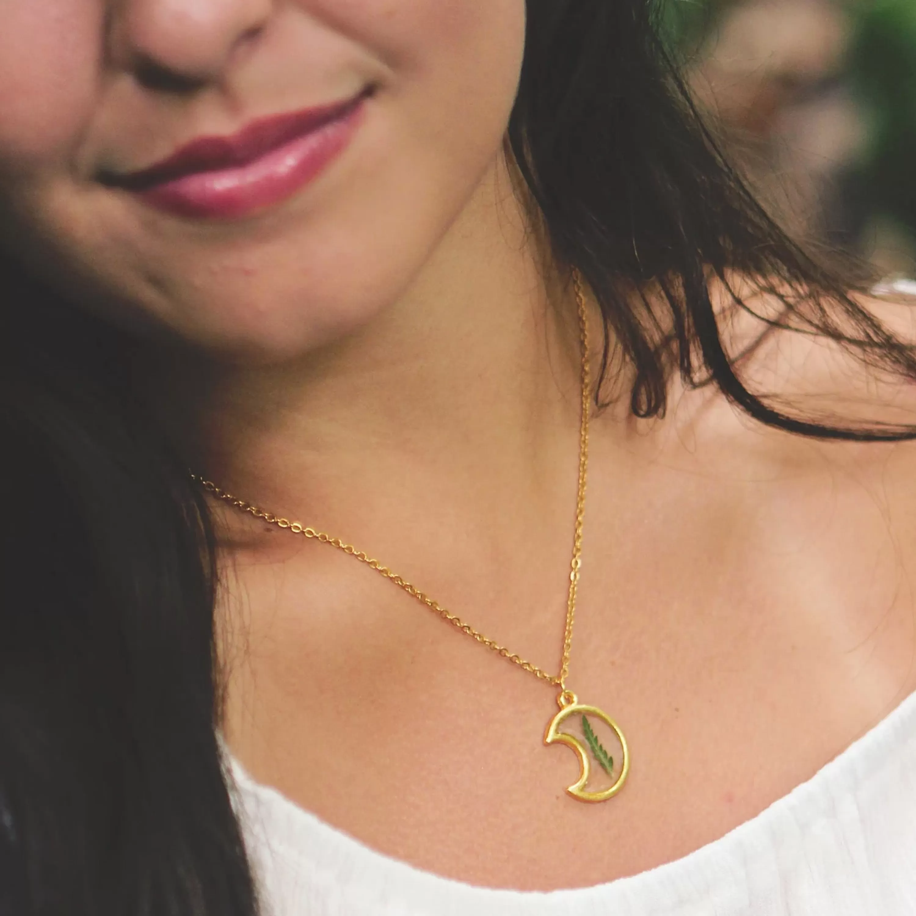 Fashion The Pretty Pickle Moon Fern Necklace Gold Plated