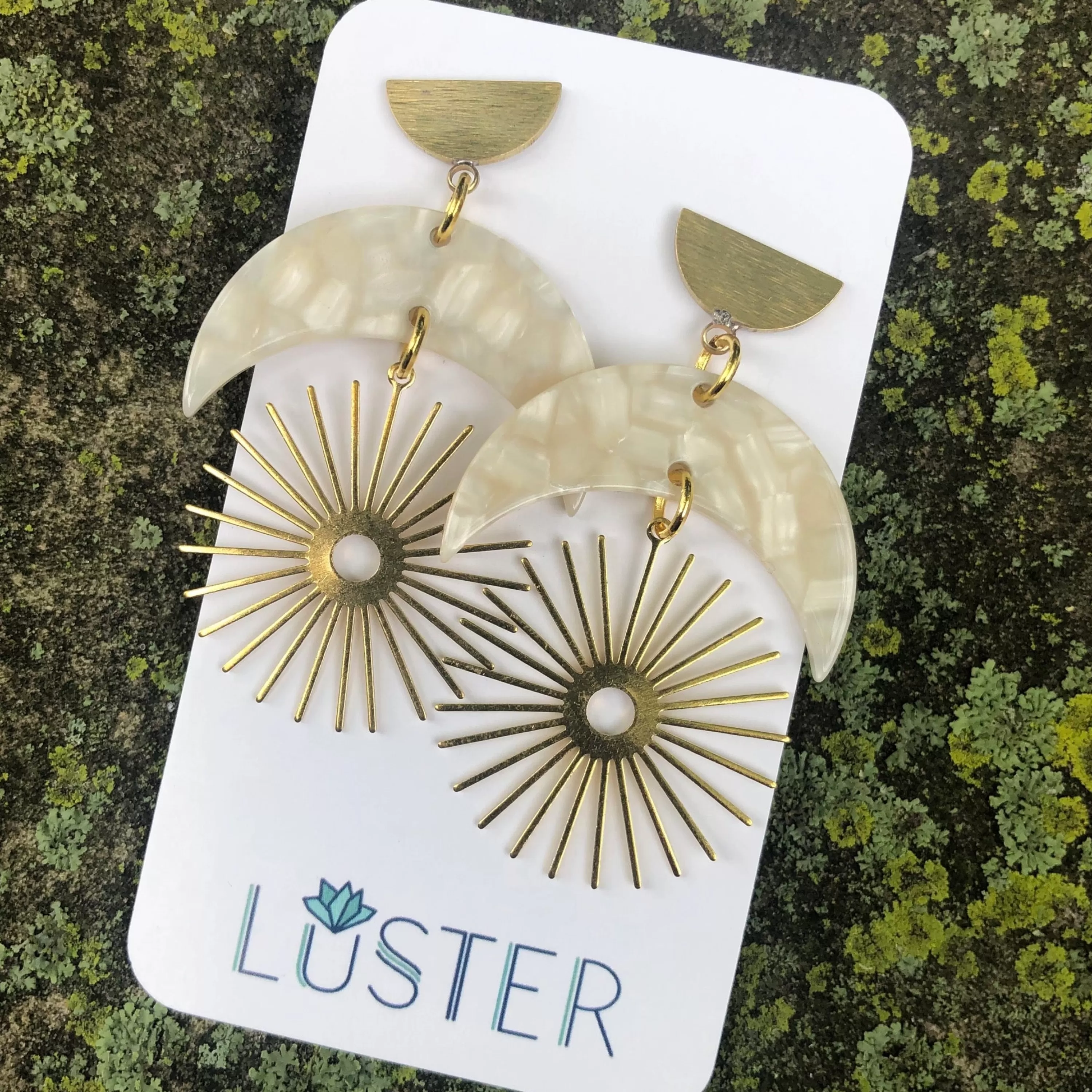 Cheap Luster Moon Starburst Dangle Unique Statement Earrings