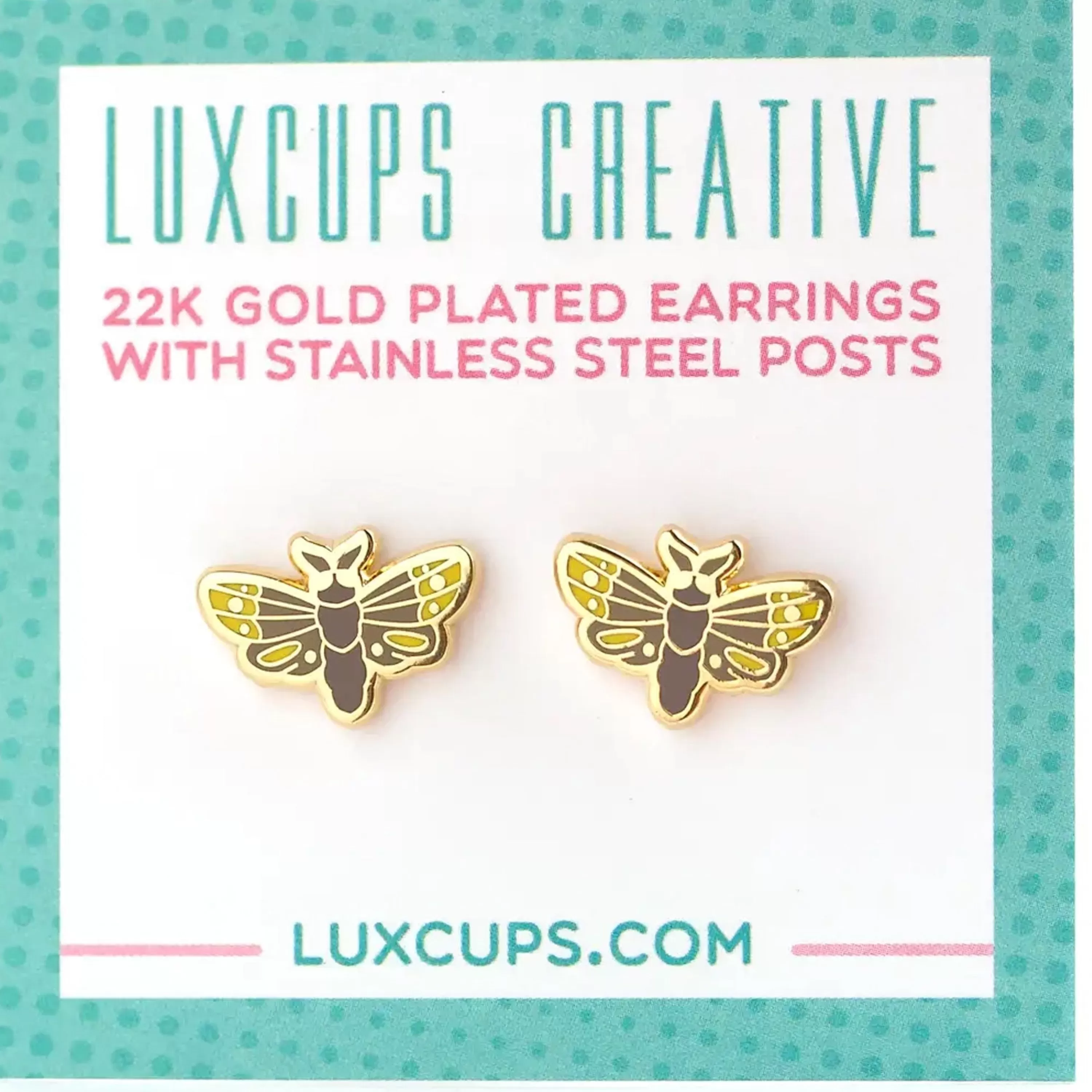 Flash Sale LuxCups Creative Moth Enamel Earrings