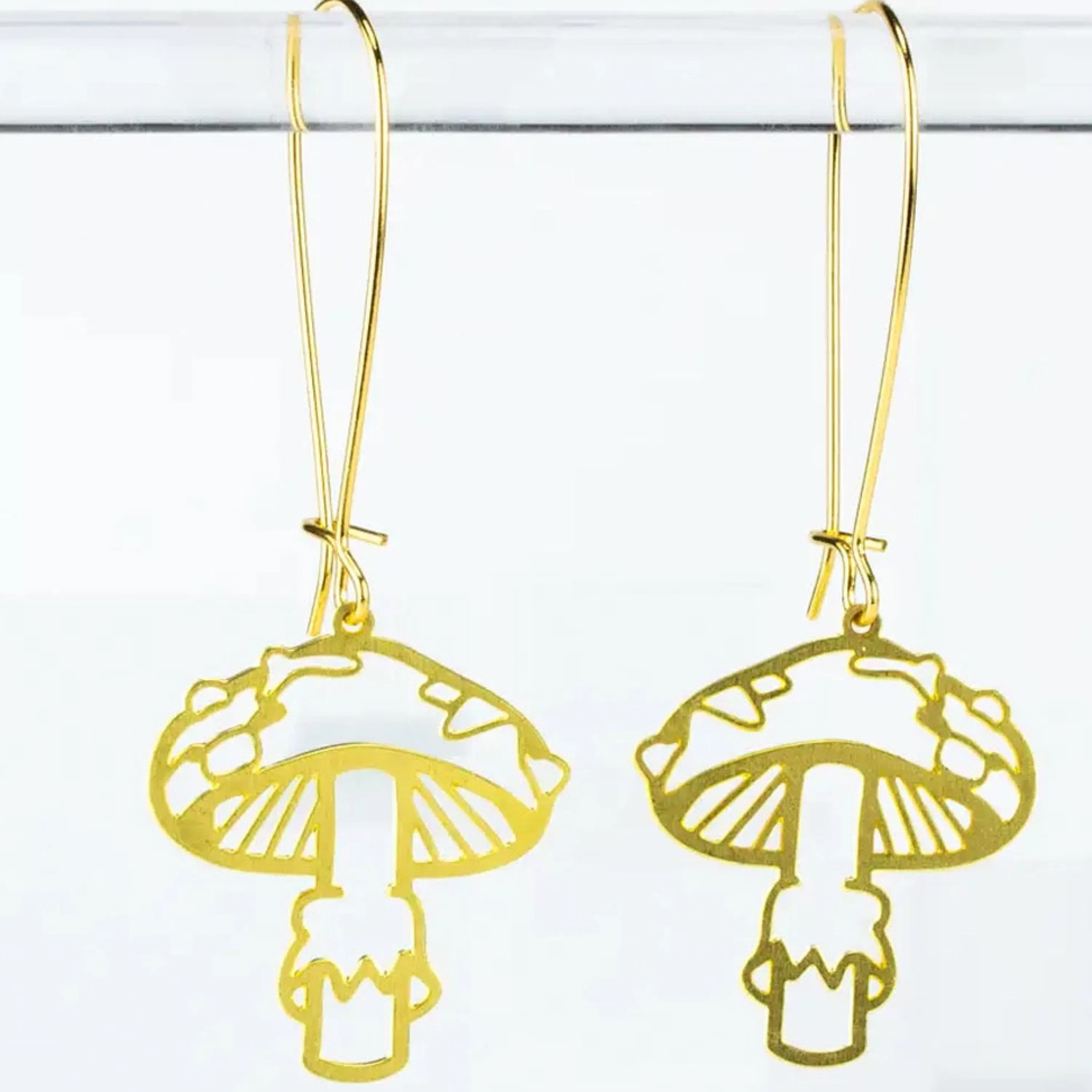 Hot A Tea Leaf Jewelry Mushroom Earrings Gold