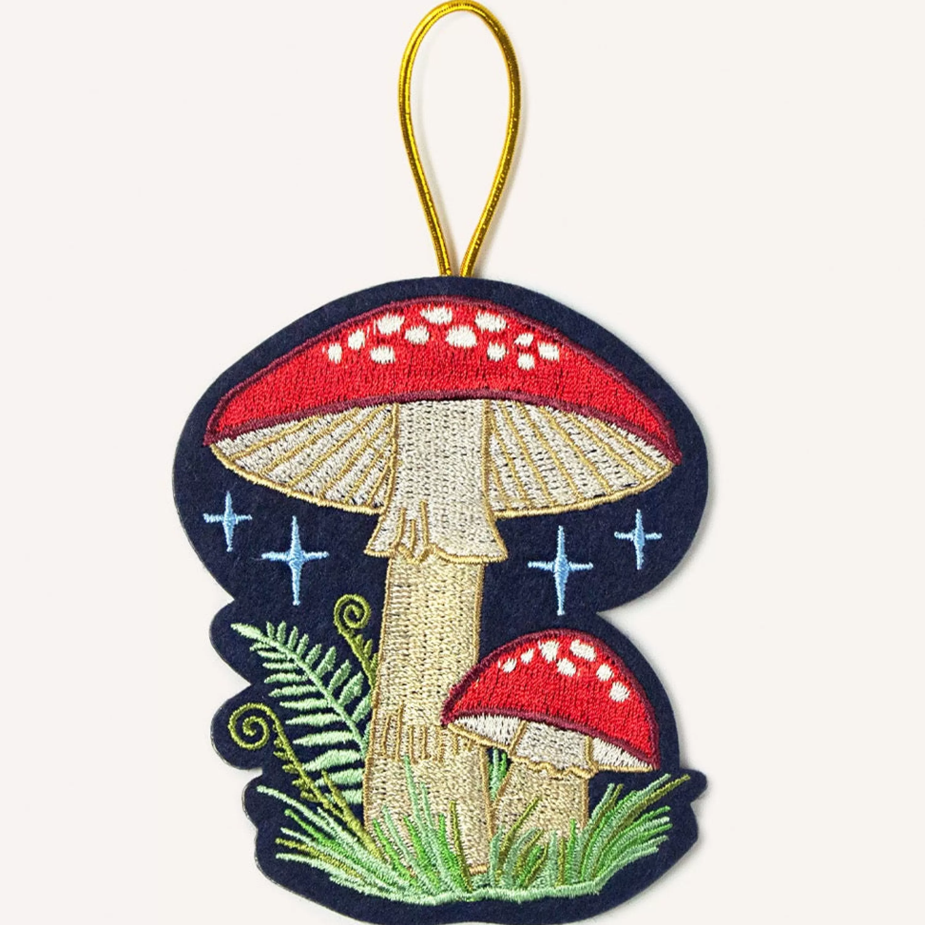 Seltzer Goods Mushroom In Ferns Embroidered Ornament