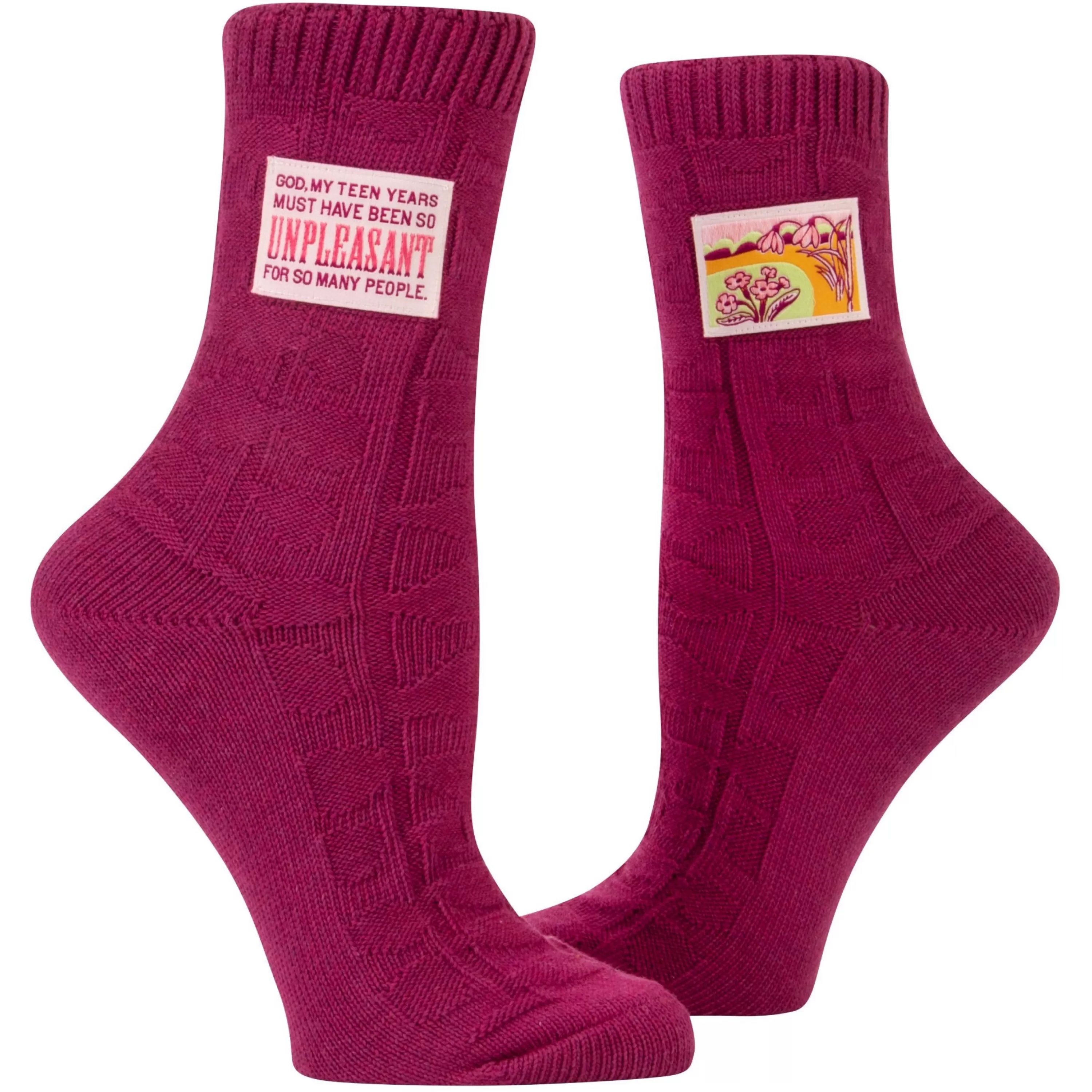 New Blue Q My Teen Years Tag Socks