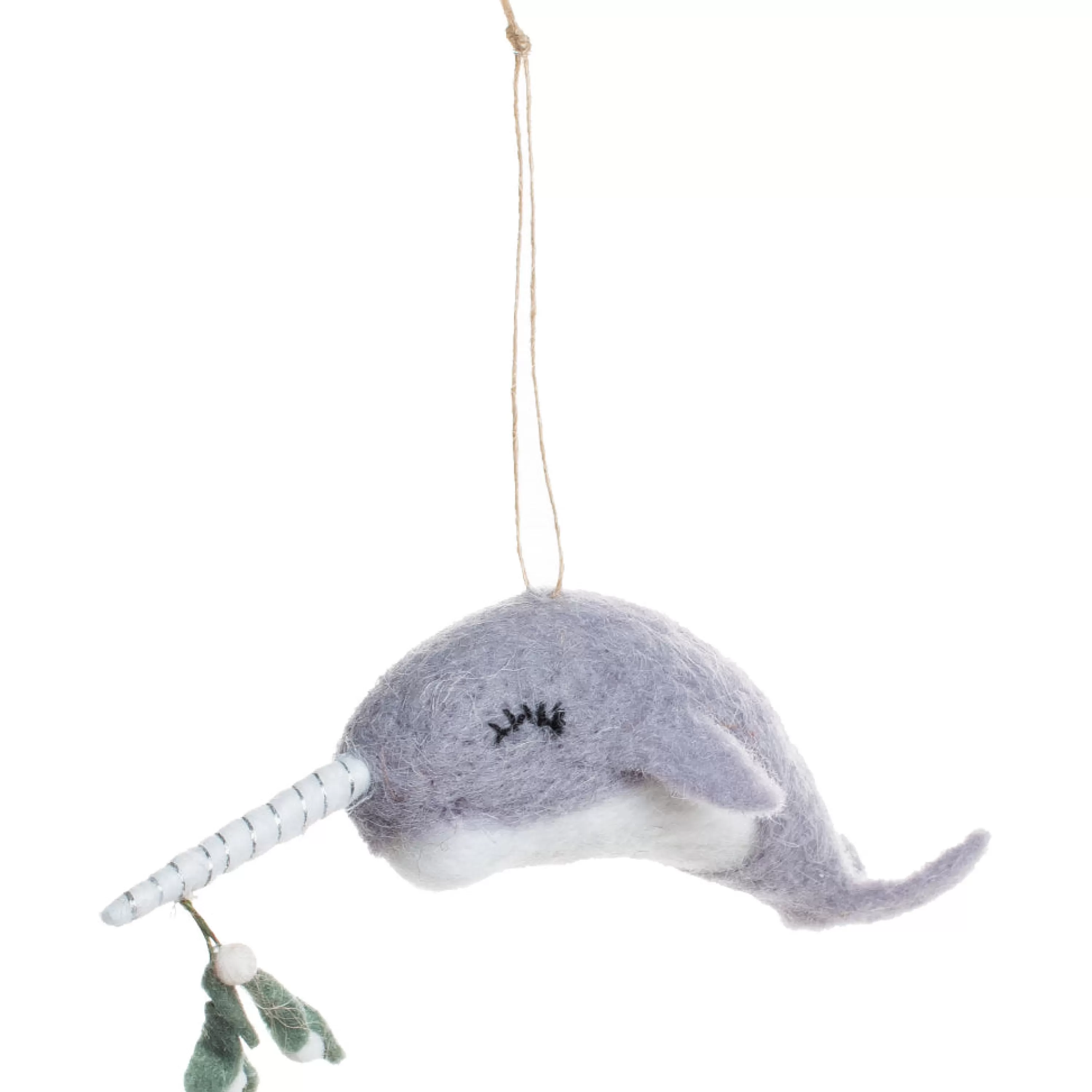 Silver Tree Narwhal Felt Ornament