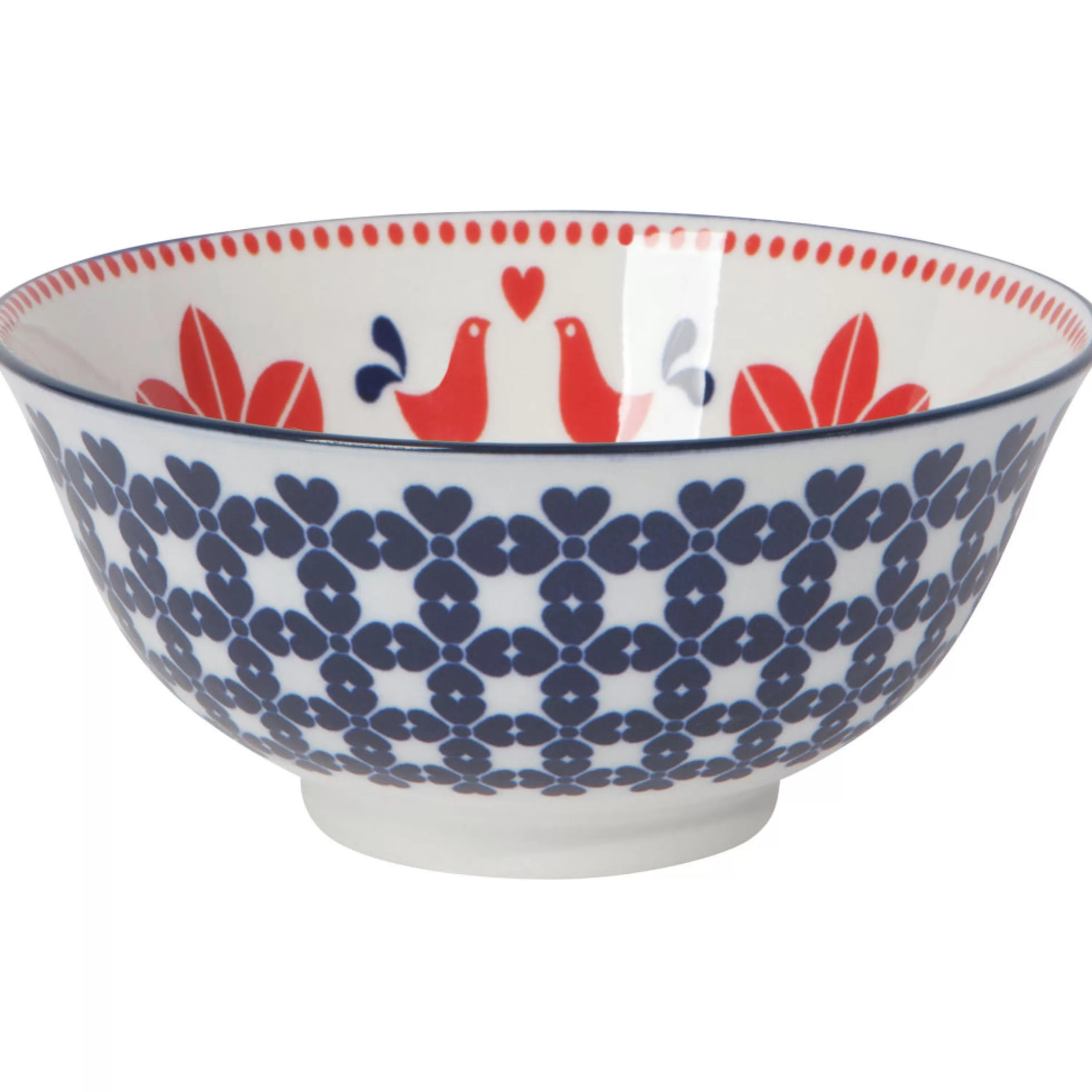 Store Danica Navy & Red Bird 6 Inch Stamped Bowl