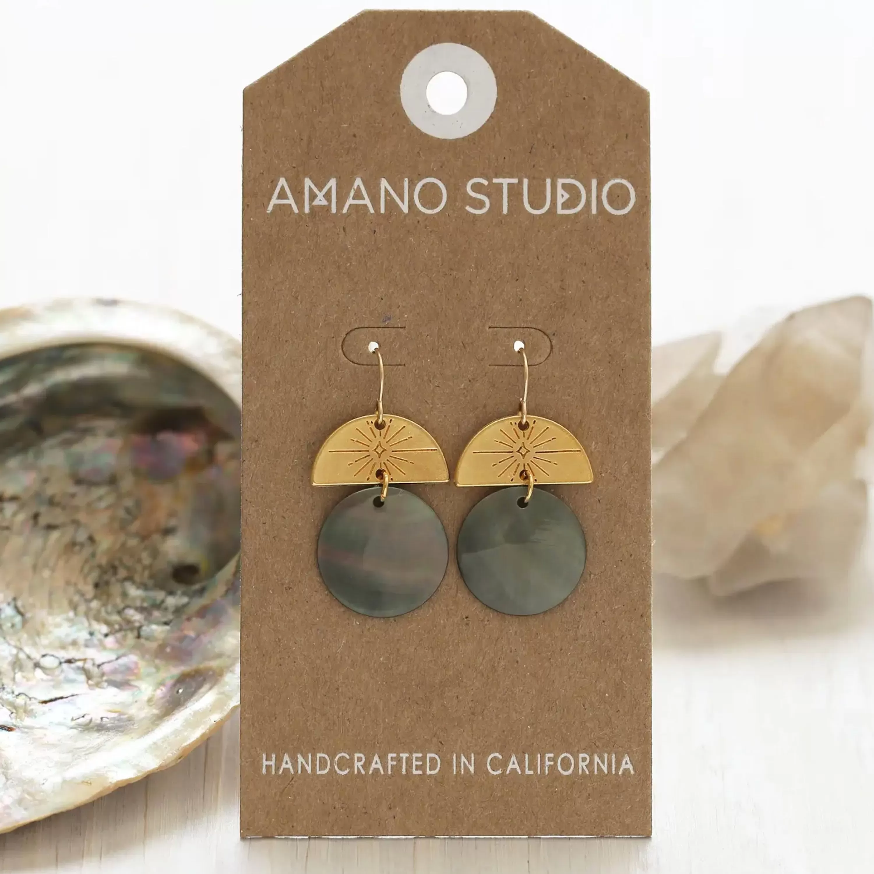 Hot Amano Studio New Moon Earrings Black Shell