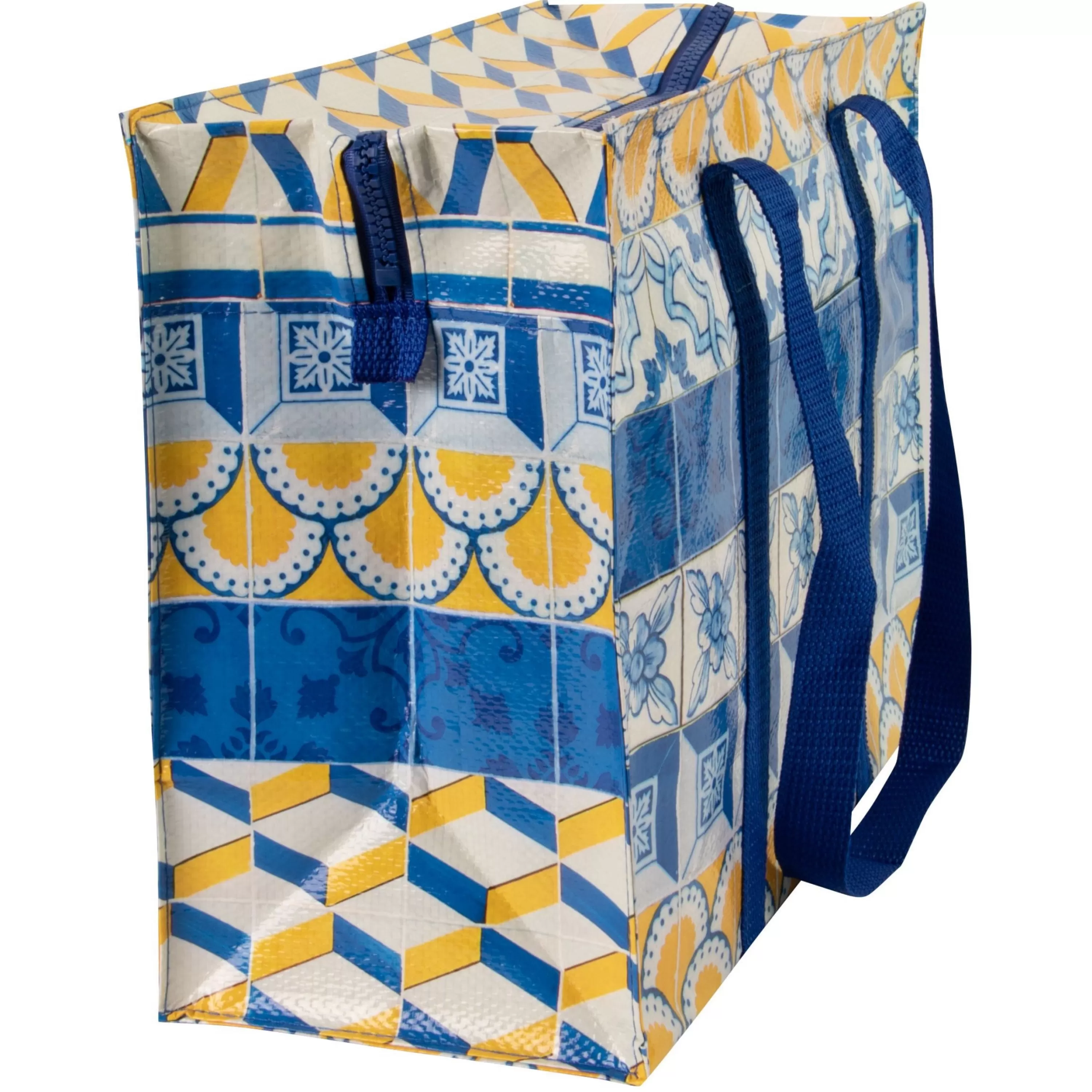 Fashion Blue Q Painted Tiles Shoulder Tote