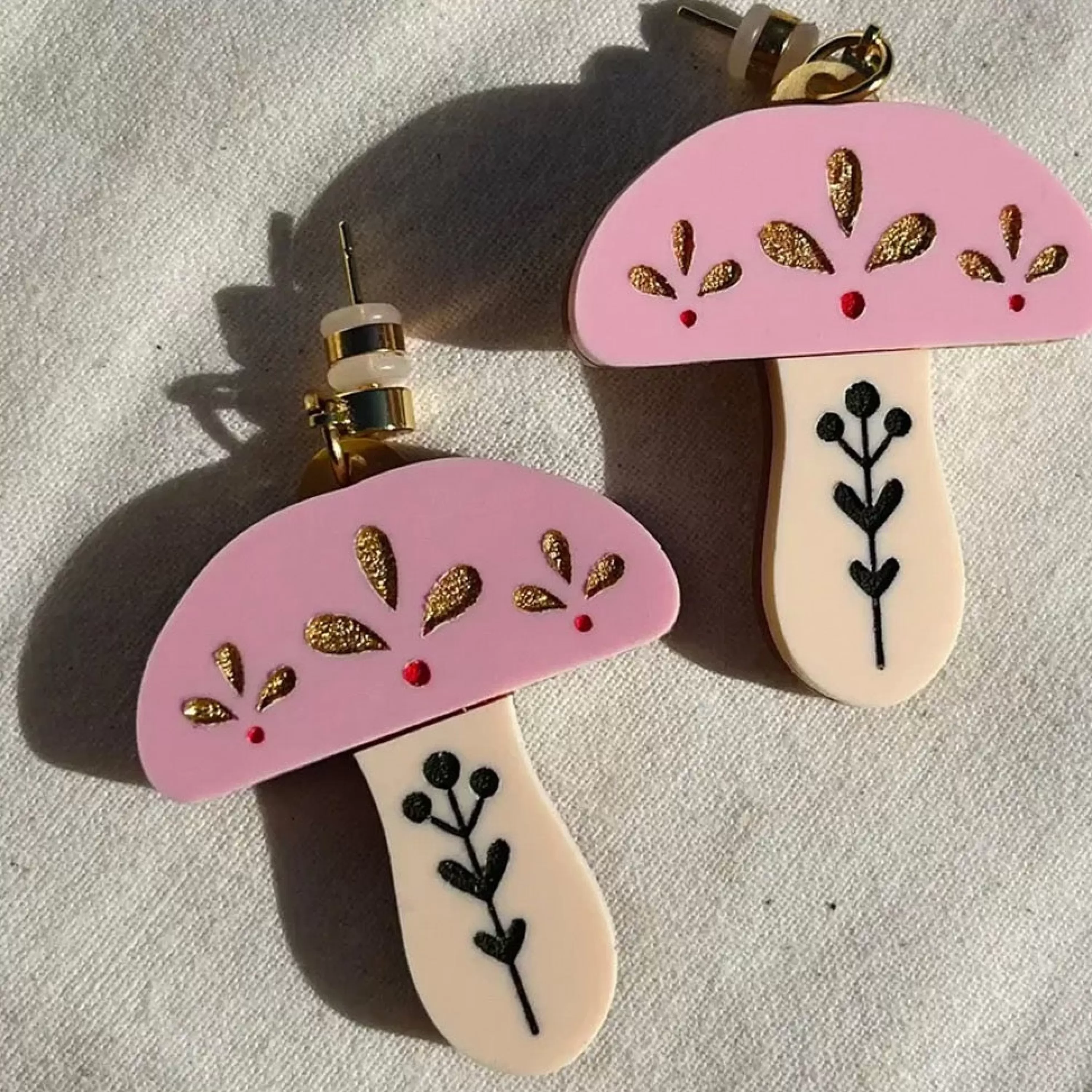 Clearance Studio Nena Pink Folk Mushroom Earrings