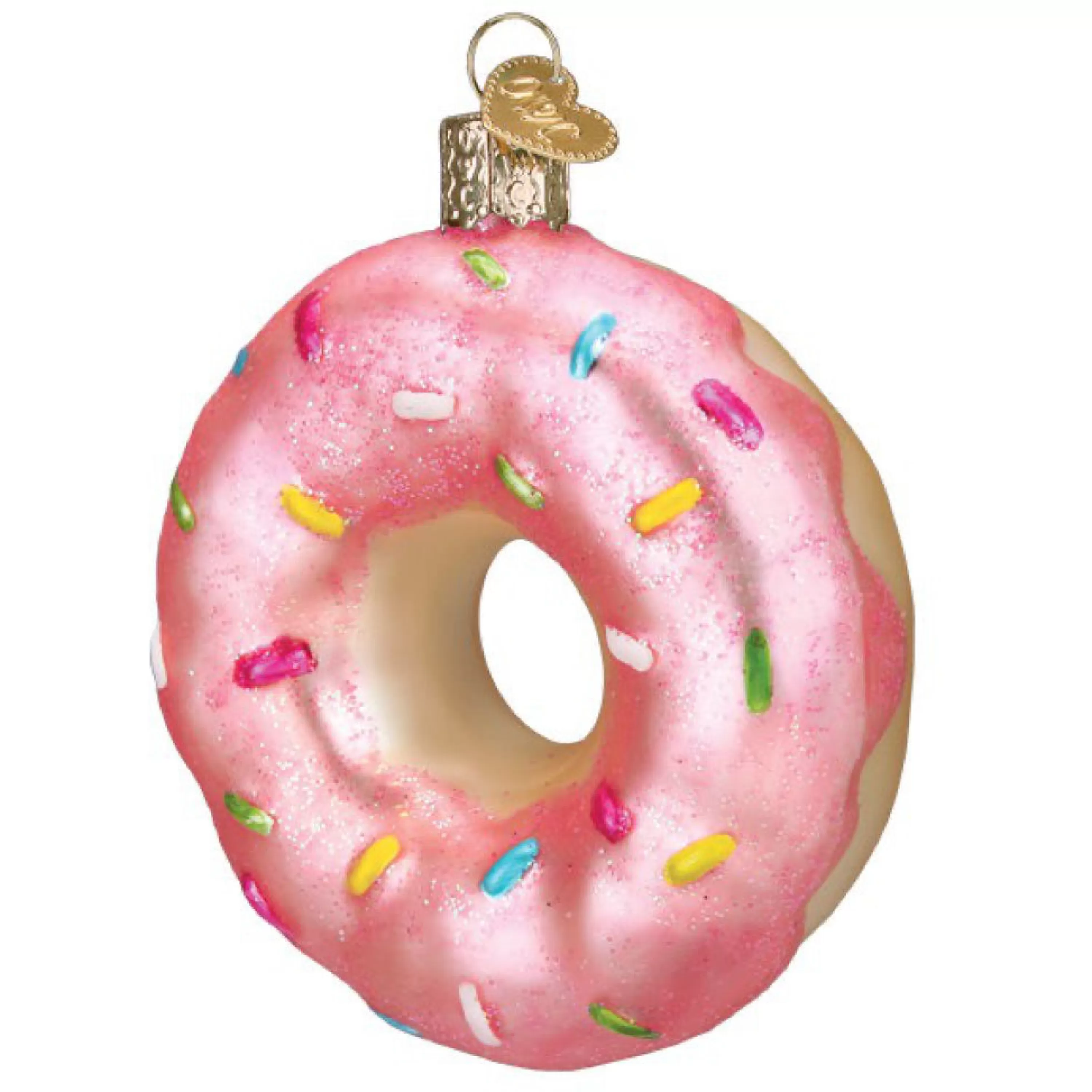 Old World Christmas Pink Sprinkles Donut Ornament