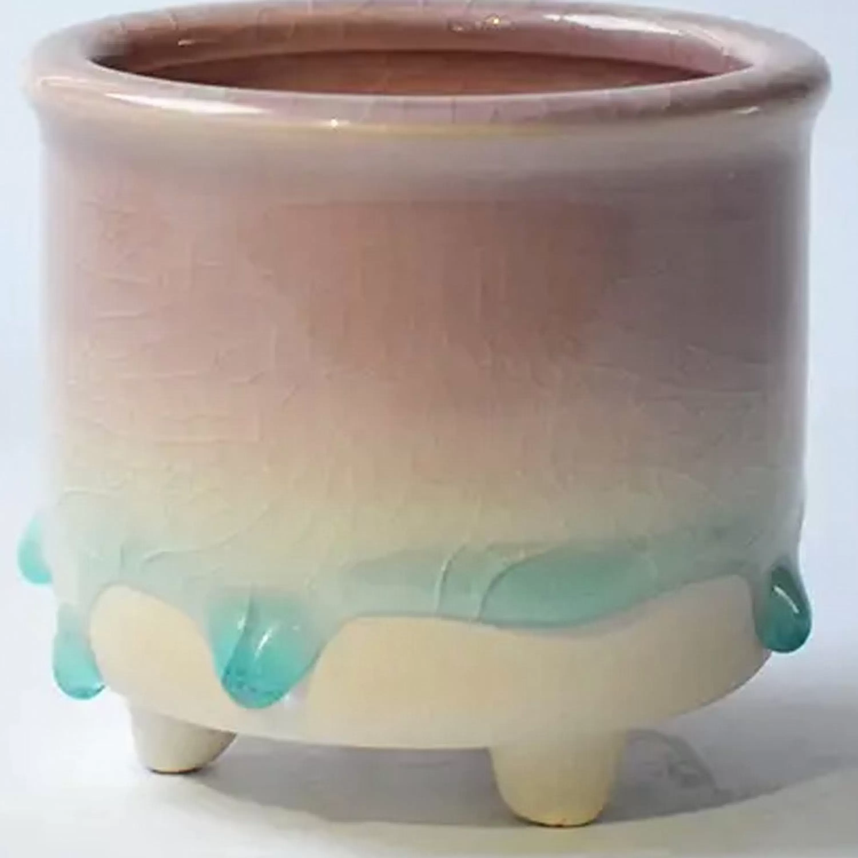 Best Sale Springer Decor Pink To Blue Dripping Glazed Planter Pot