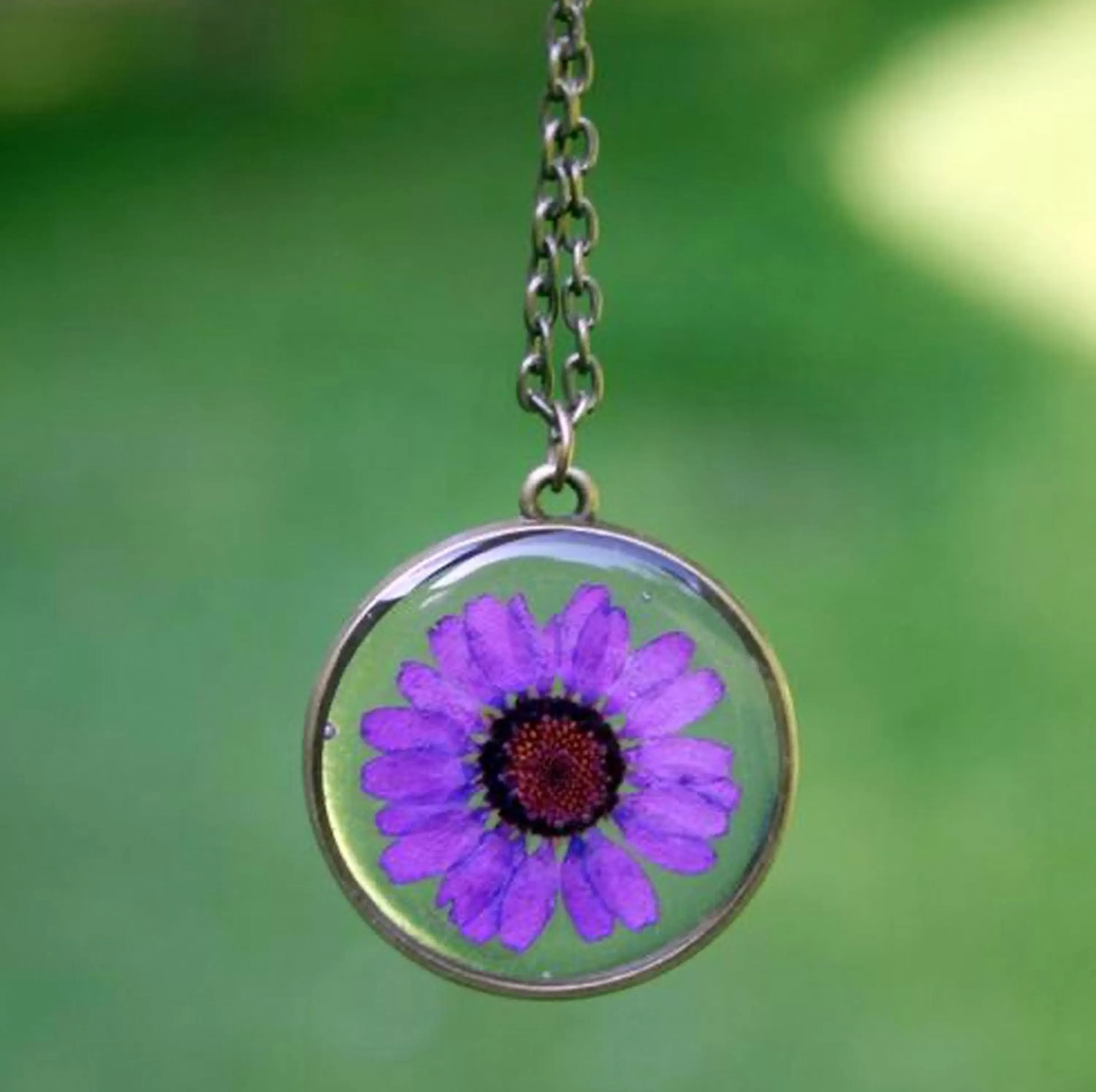 Sale The Pretty Pickle Purple Daisy Necklace Antique Bronze