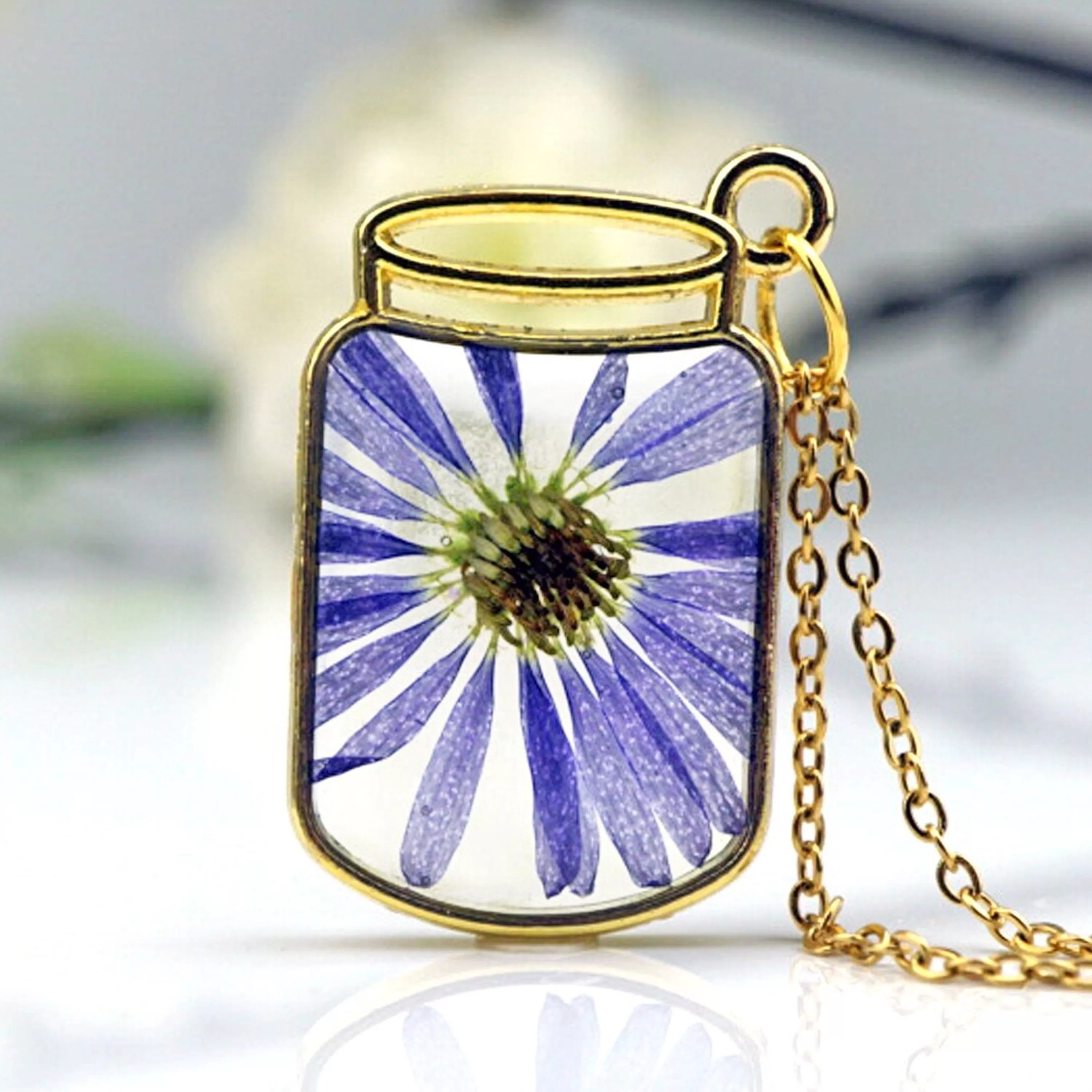 Discount The Pretty Pickle Purple Flower Jar Necklace