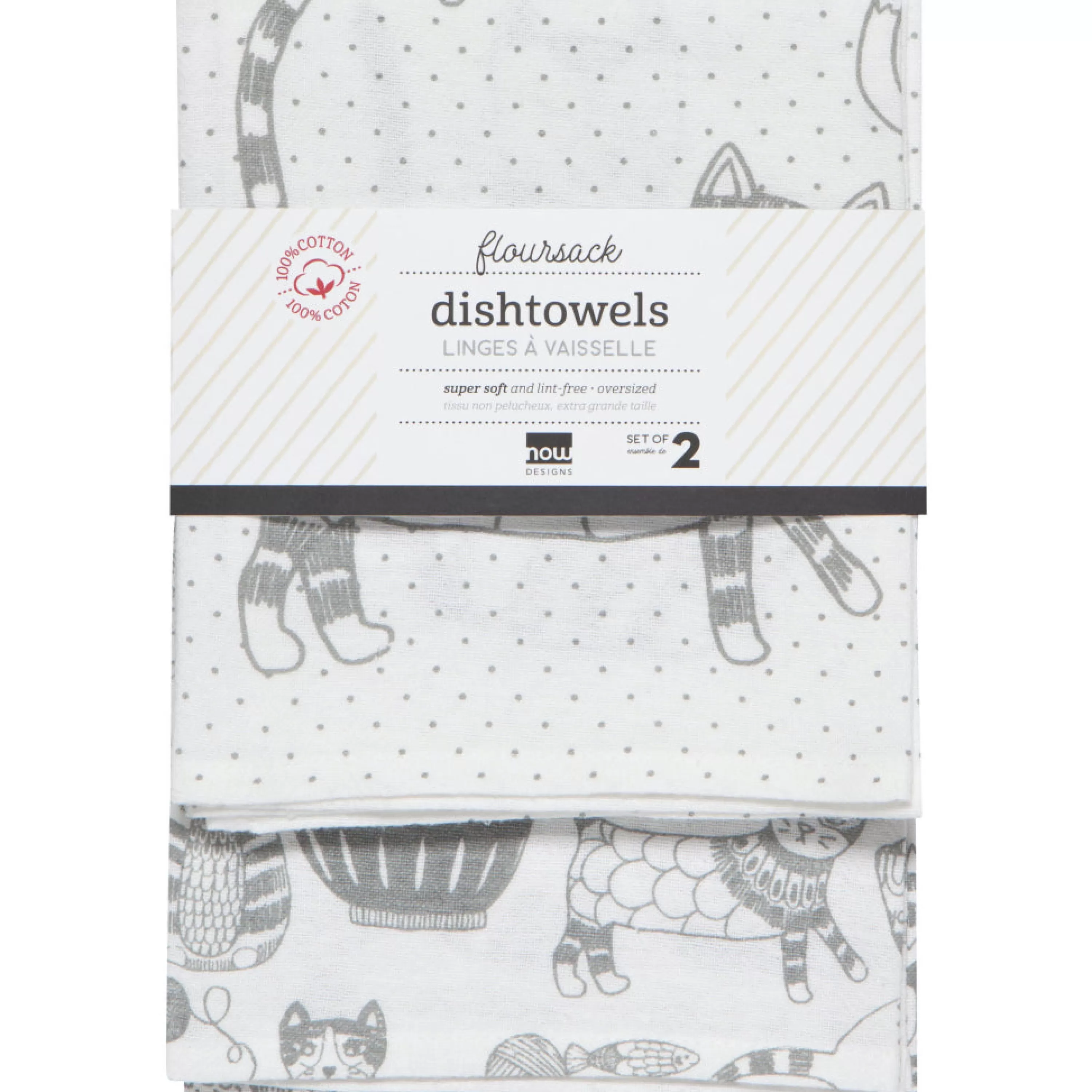 Sale Danica Purr Party London Grey Floursack Tea Towels Set Of 2