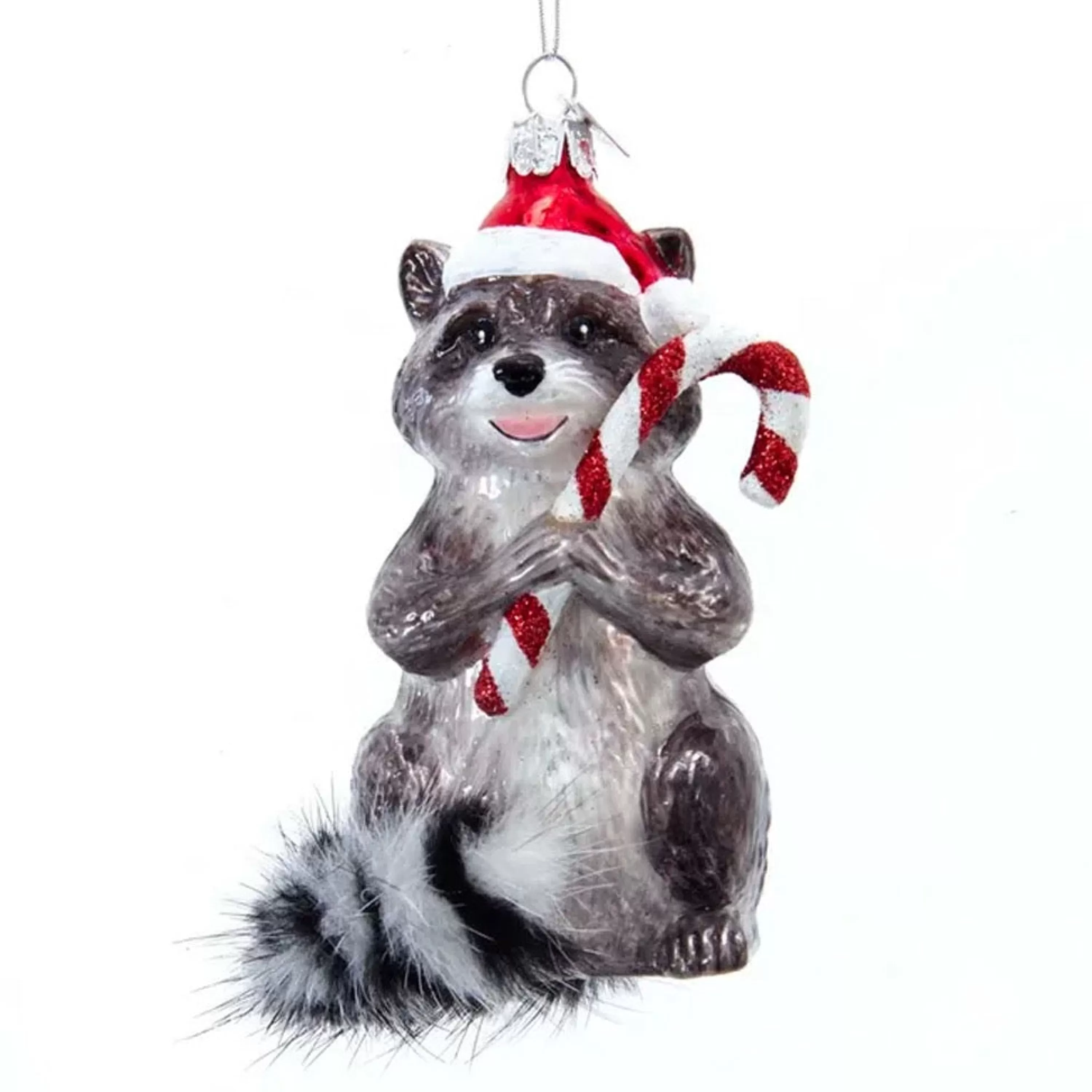 Kurt Adler Raccoon With Candy Cane Ornament