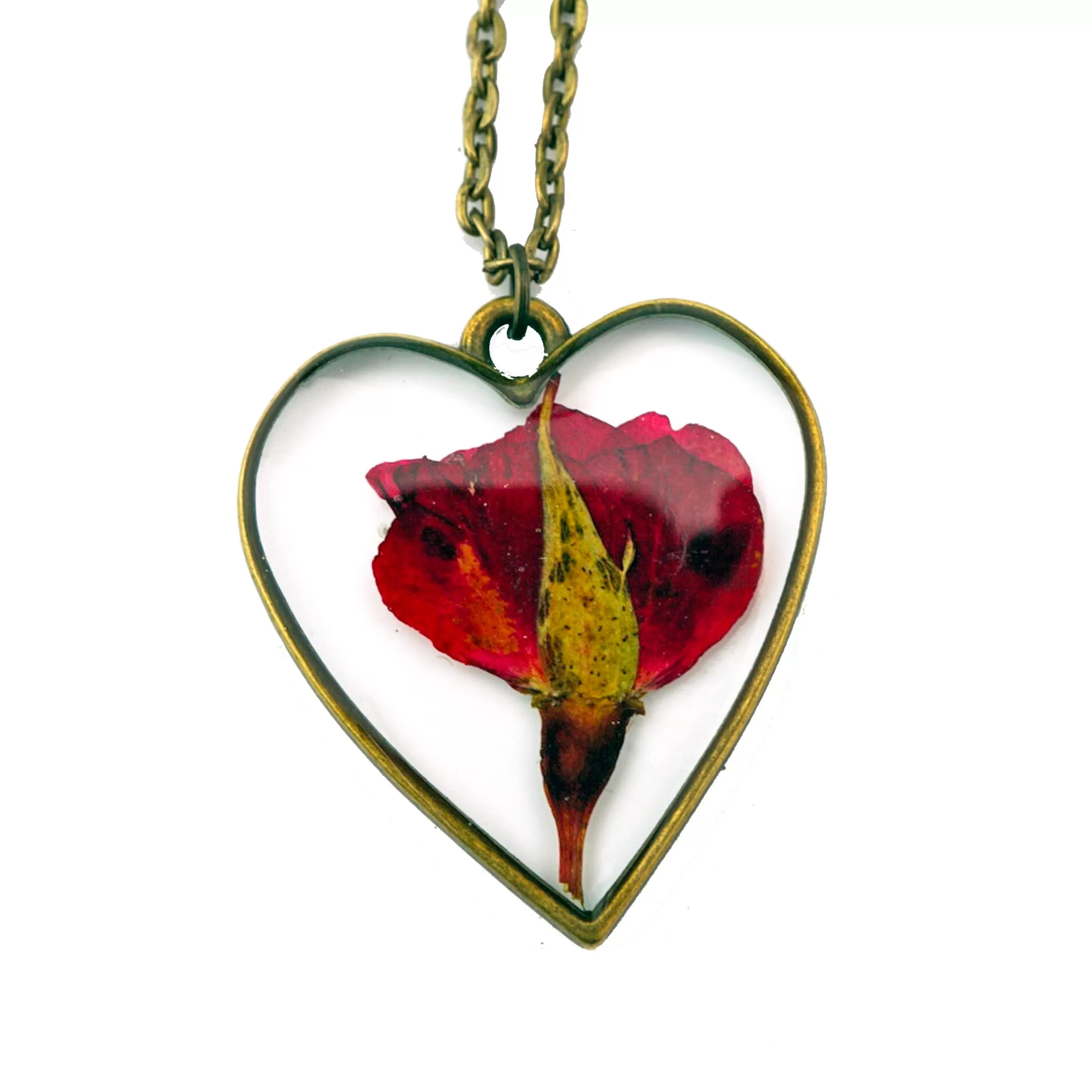 Hot The Pretty Pickle Rose Heart Necklace Antique Bronze