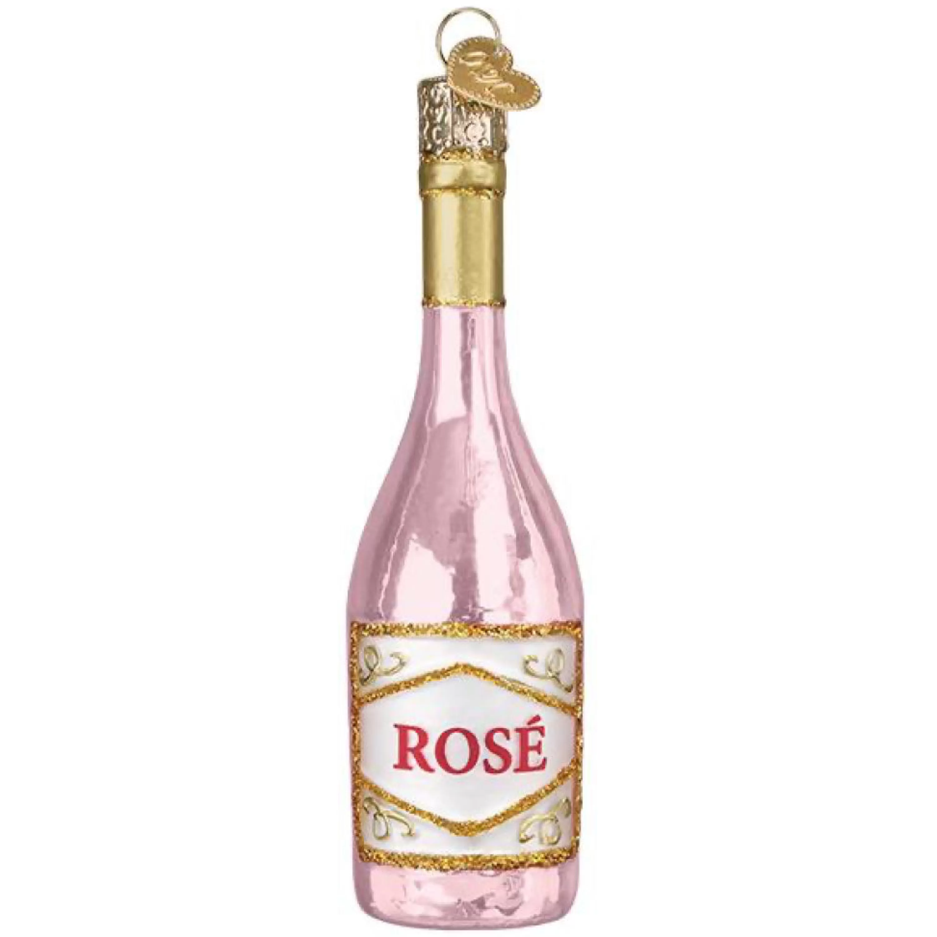 Old World Christmas Rose Wine Bottle Ornament