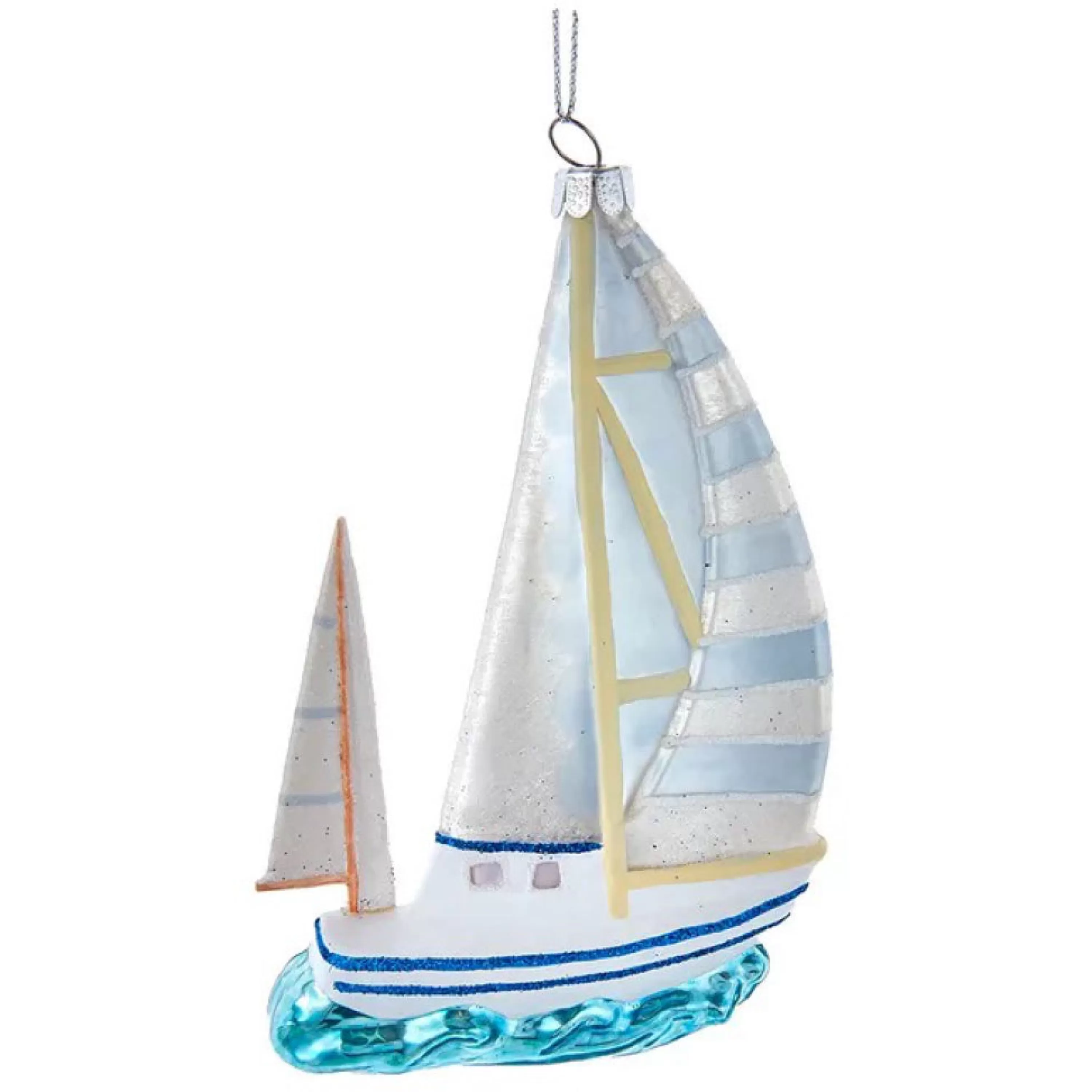 Kurt Adler Sailboat On Water Ornament