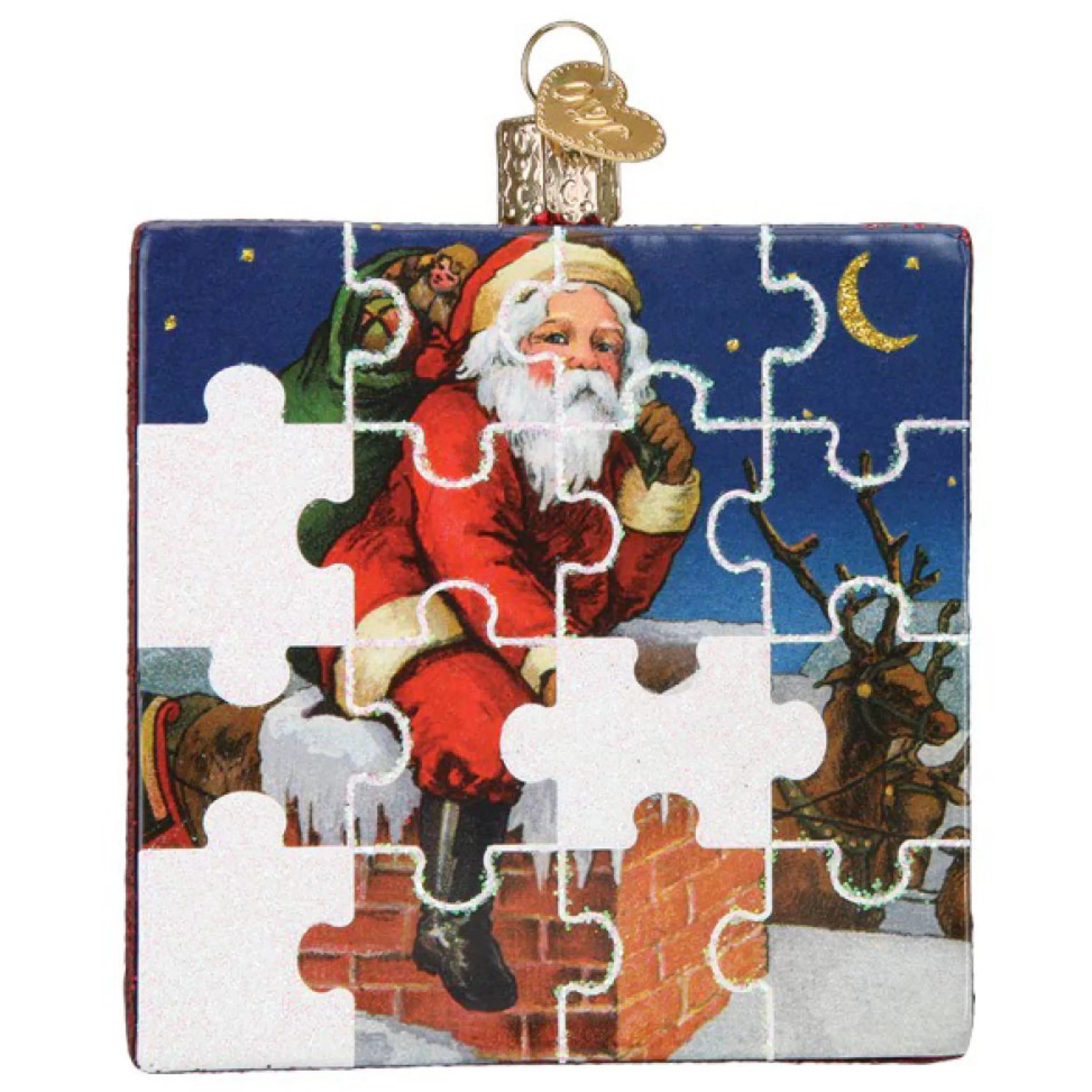 Old World Christmas Santa Jigsaw Puzzle Ornament