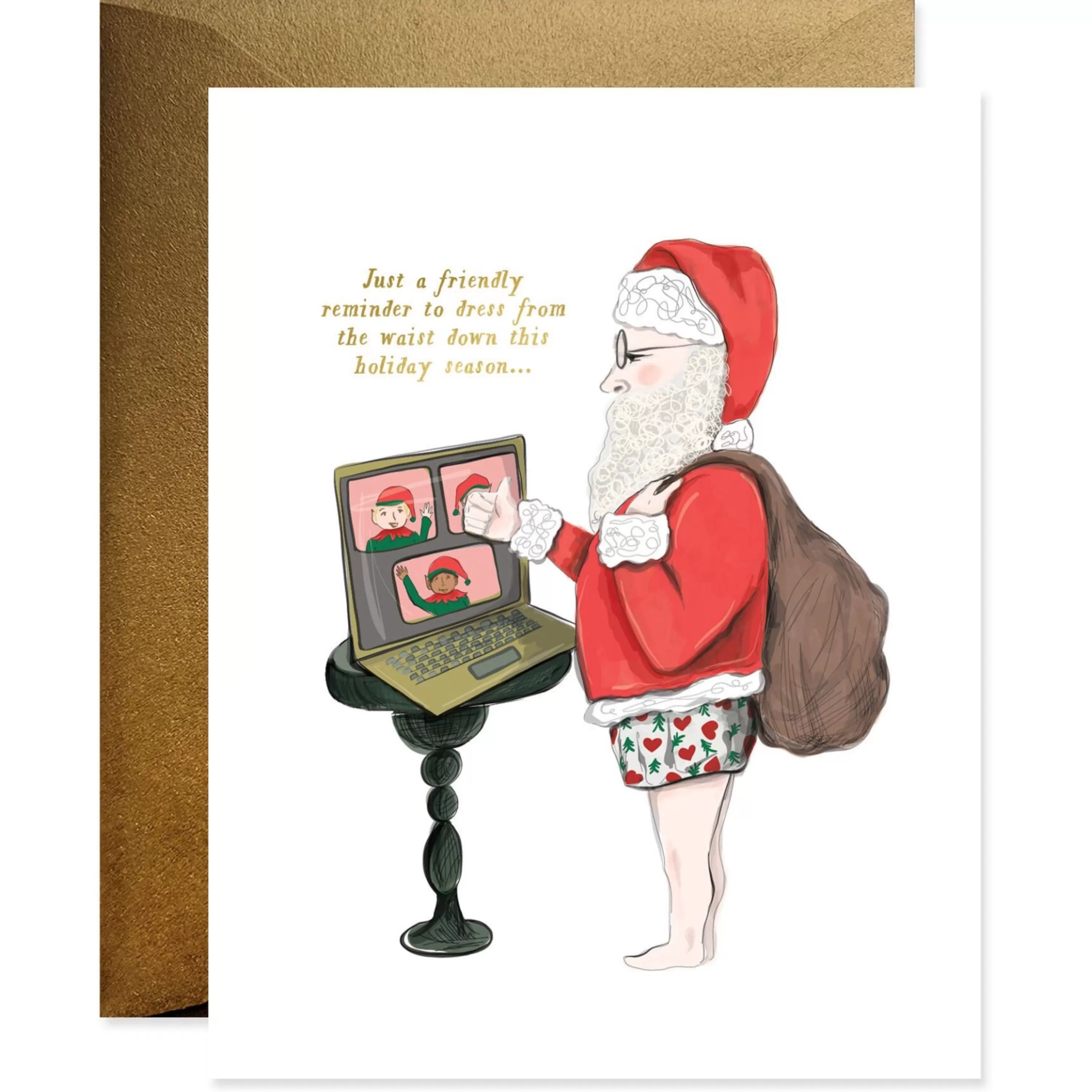 Good Juju Ink Santa On Zoom Call Card