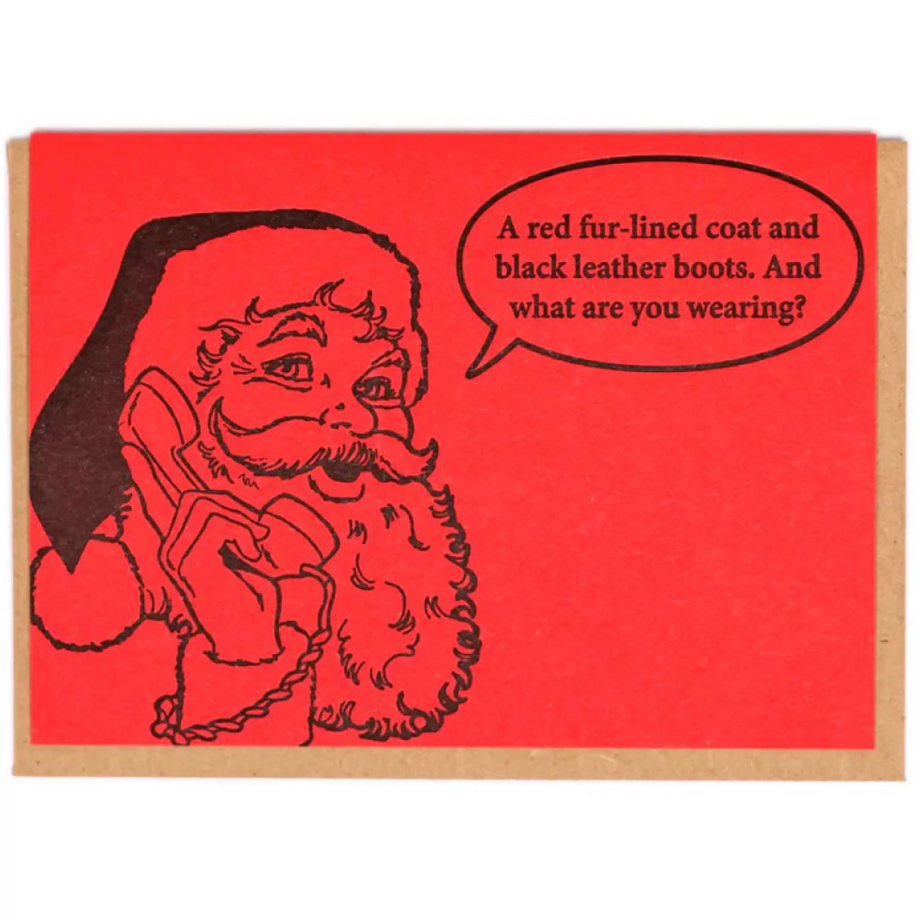 Lady Pilot Letterpress Santa's Phone Christmas Card