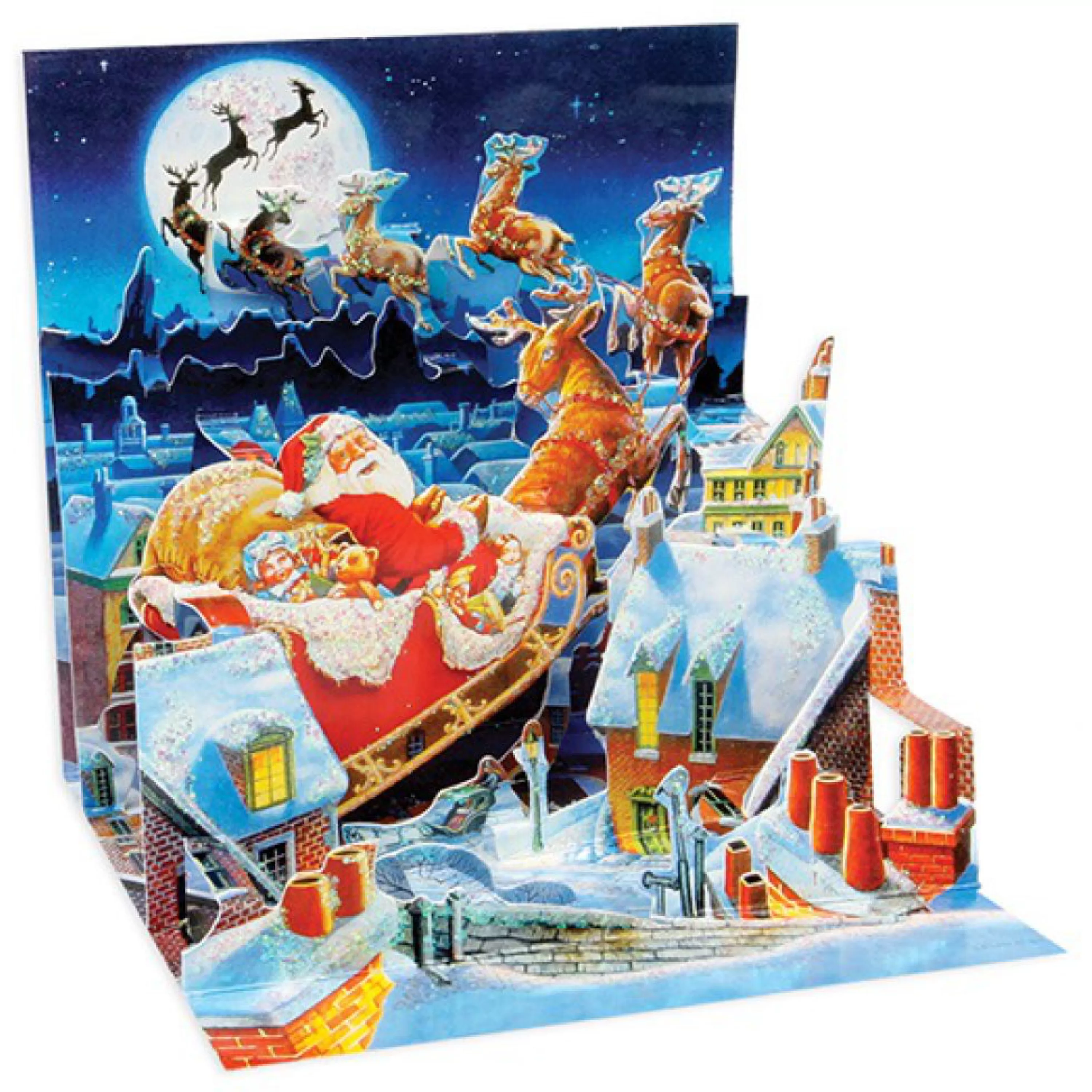 Up With Paper Santa's Sleigh Ride Pop-Up Christmas Card