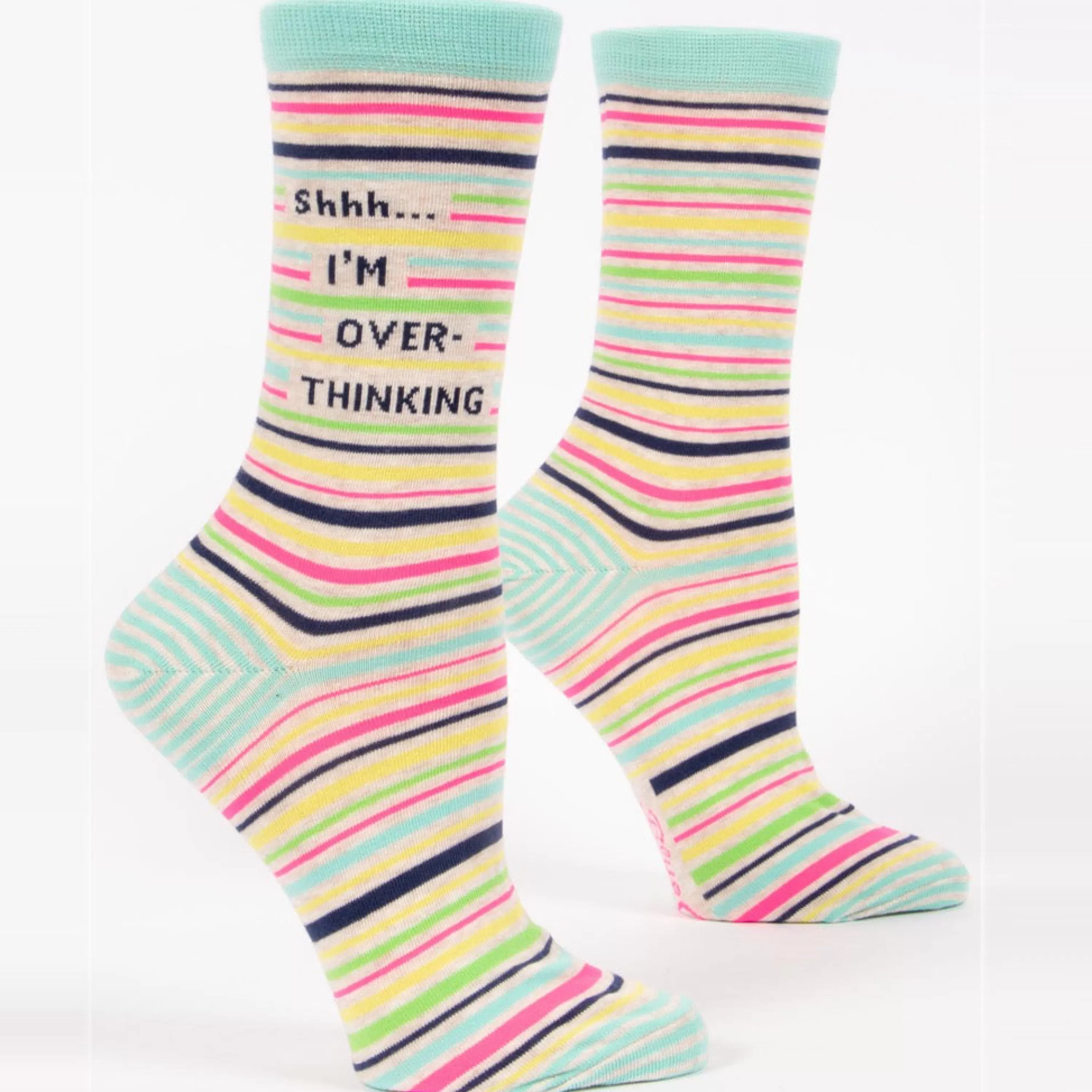 Discount Blue Q Shhh.. I'M Overthinking Crew Socks