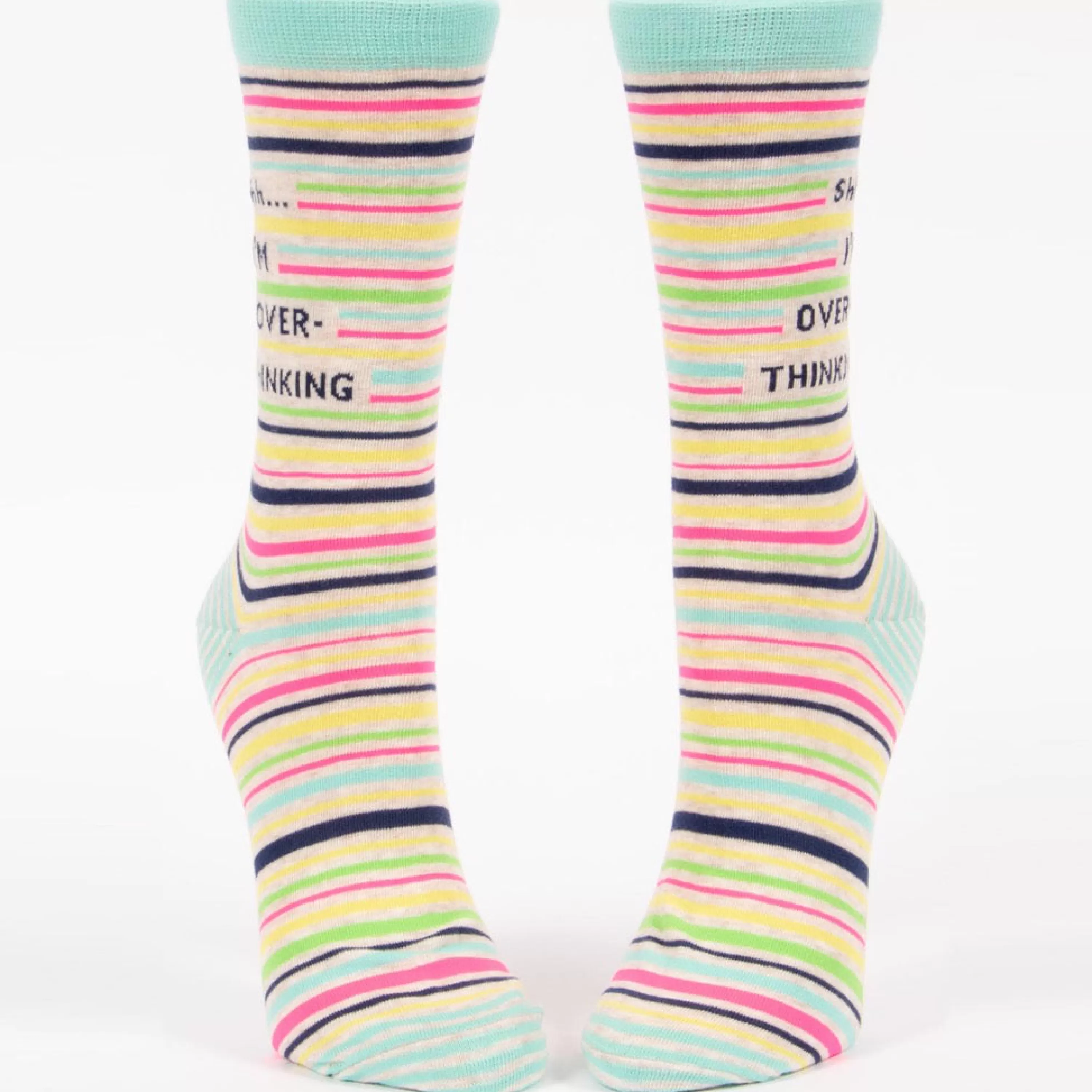 Discount Blue Q Shhh.. I'M Overthinking Crew Socks