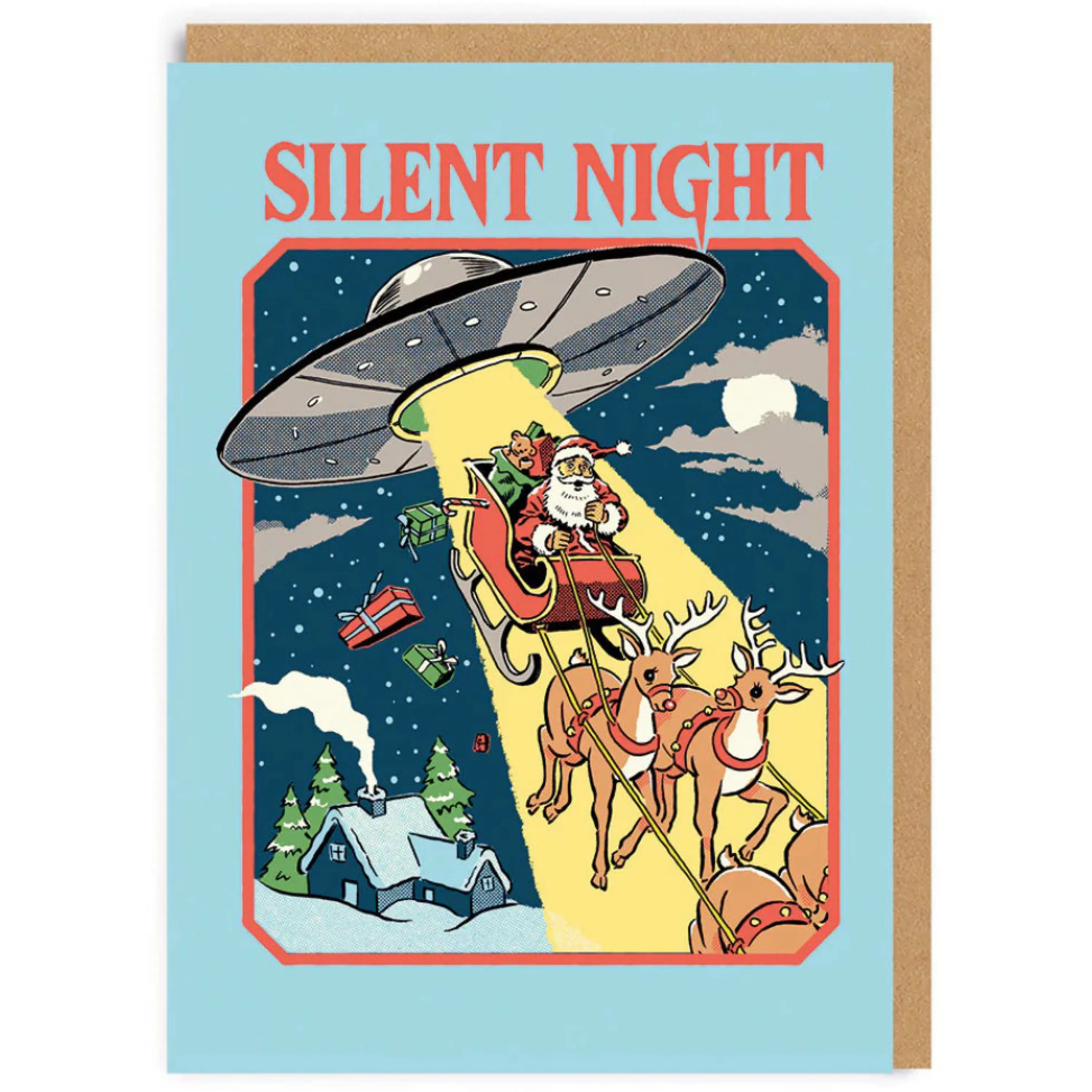 Ohh Deer Silent Night Ufo Christmas Card