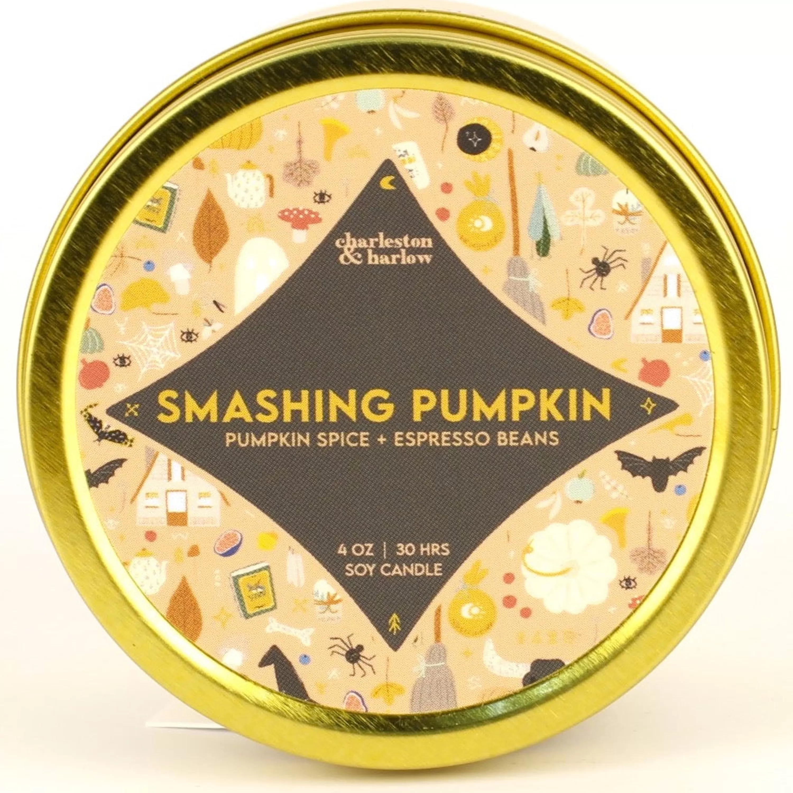 New Charleston & Harlow Candle Co. Smashing Pumpkin Soy Wax Candle Travel Tin